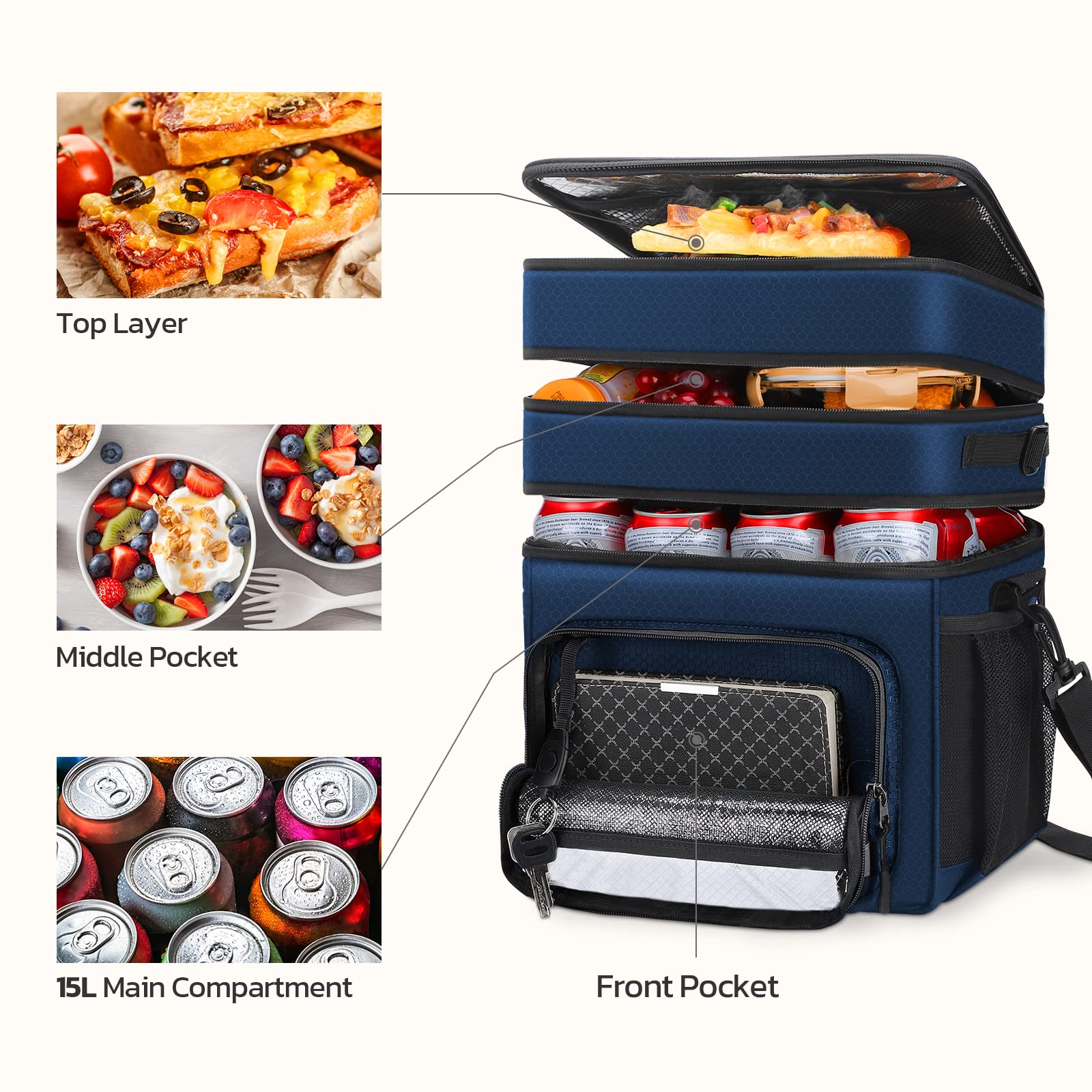 Insulated Lunch Box for Men & Women - Leakproof Cooler Bag with Durable Handle for Work, School, Picnics & Outdoor Activities