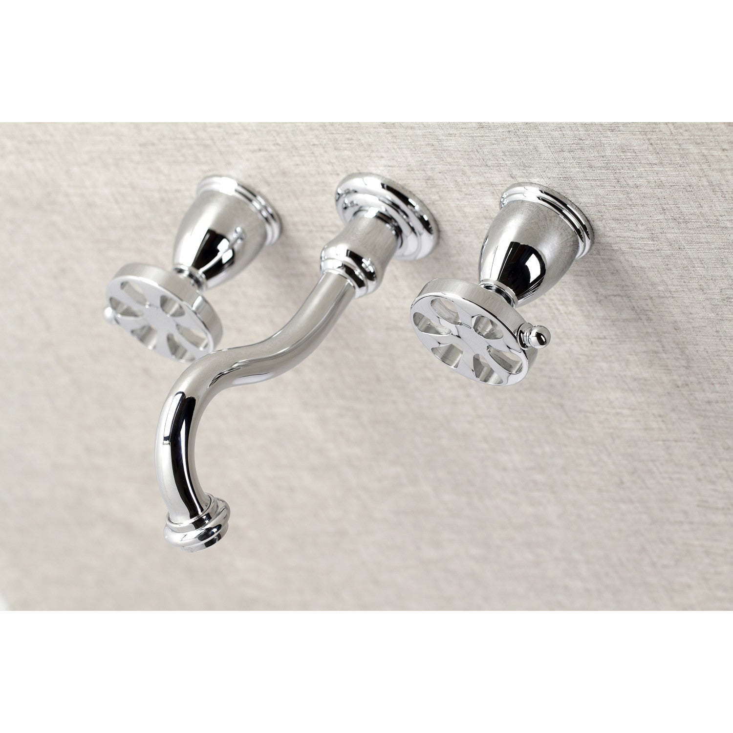 Belknap KS3121RX Polished Chrome Double Handle 3-Hole Wall Mount Bathroom Faucet - Perfect for Modern Bathrooms, Powder Rooms & Spa Retreats