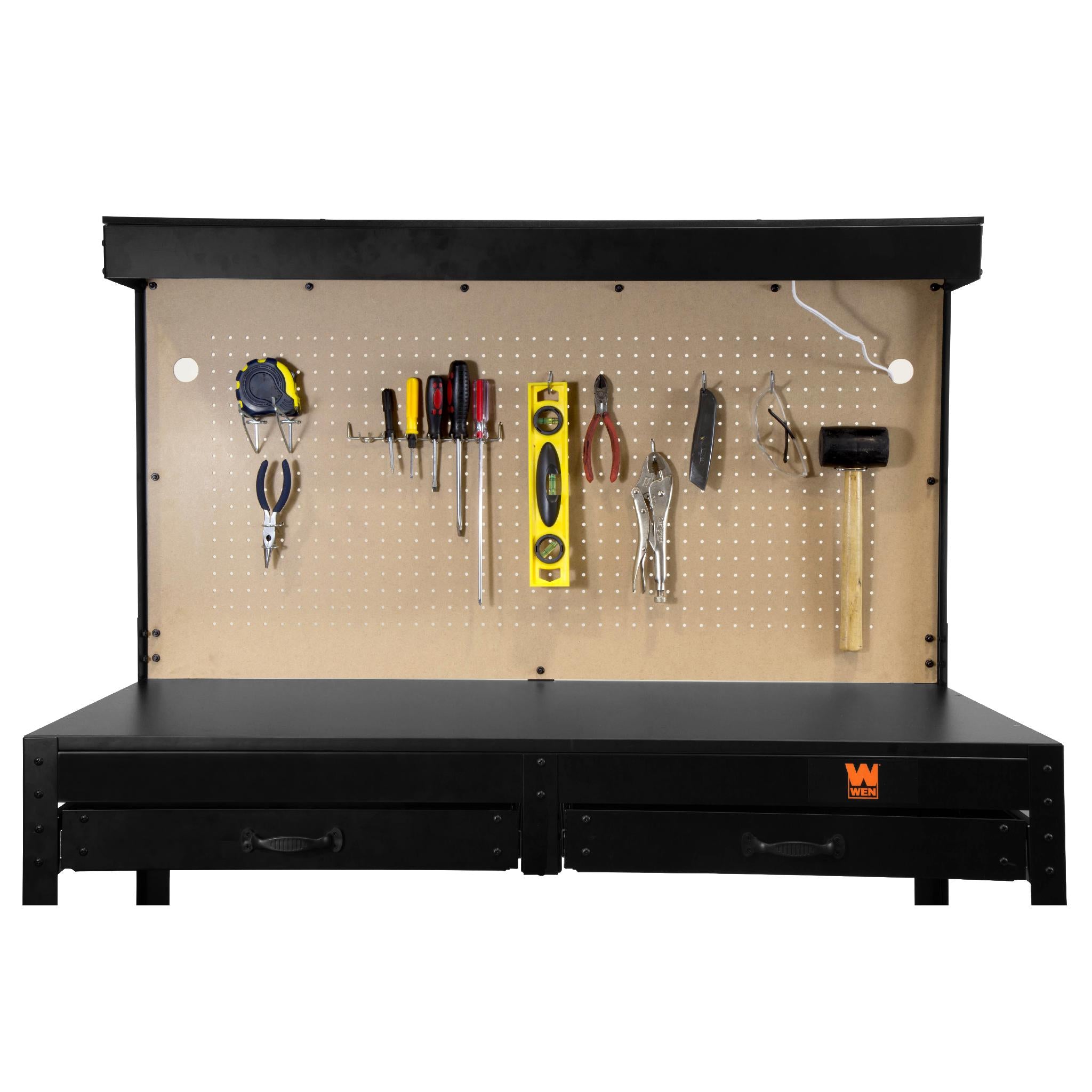 WEN WB4723T 48 Inch Heavy Duty Workbench with Power Outlets & LED Light - Perfect for Garage, Workshop & DIY Projects