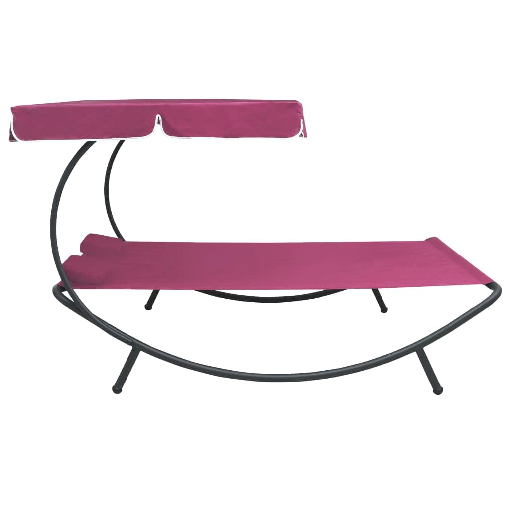 **vidaXL Outdoor Double Lounge Bed with Canopy & Pillows - Powder-Coated Steel Frame, Water-Resistant Oxford Fabric - Pink Patio Furniture for Poolside, Garden, or Backyard Relaxation**