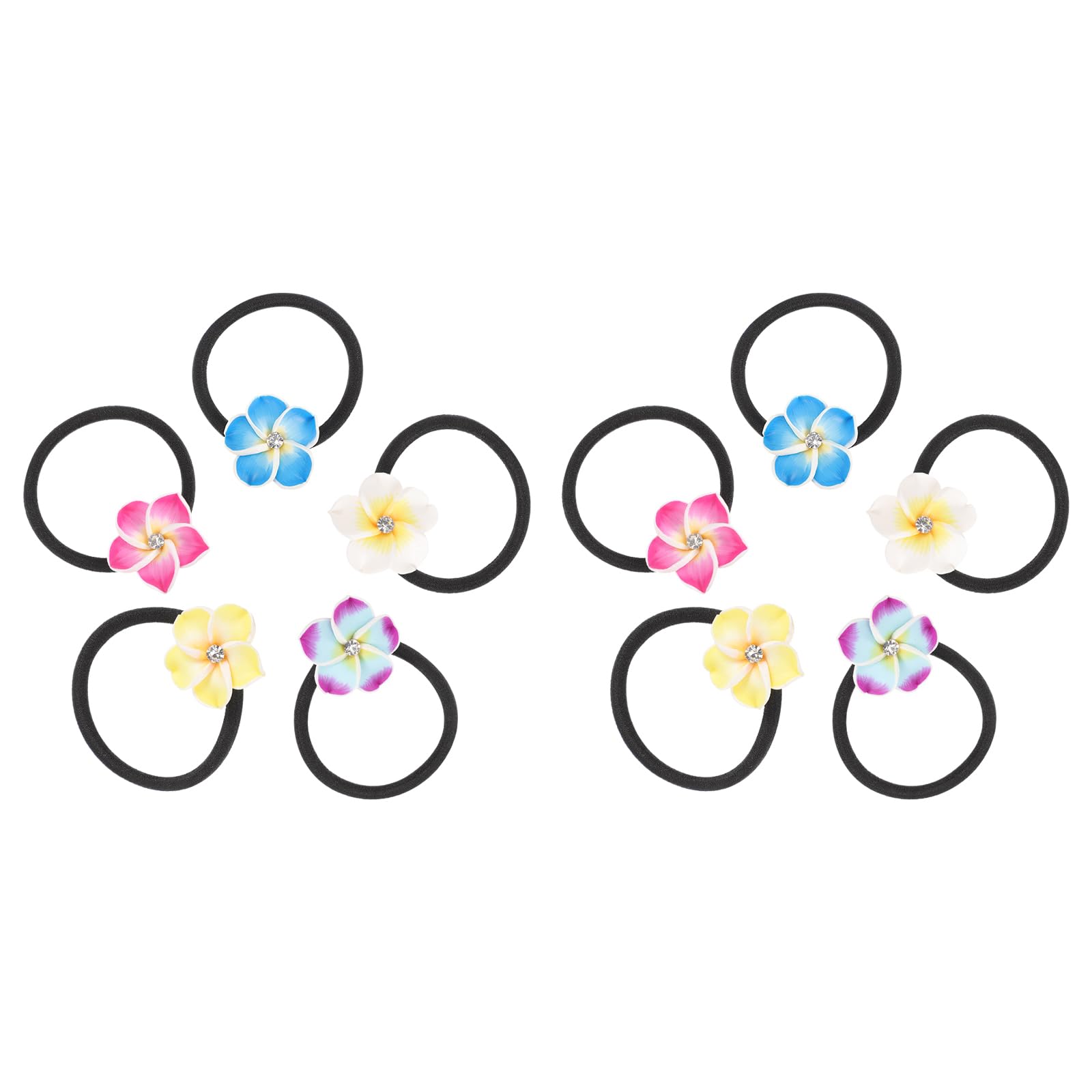 LALAFINA 10 Pack Hawaiian Plumeria Hair Ties - Elastic Hair Bands for Women & Girls, Non-Slip Hair Ropes, Soft Rubber Hair Accessories for School, Work, Beach, and Everyday Use