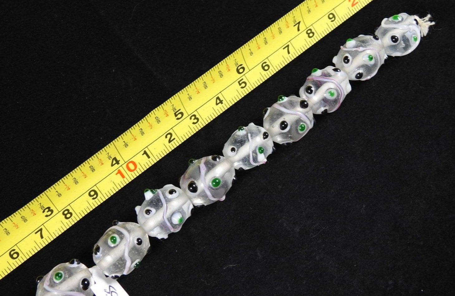 Handblown Clear Green & Black Glass Bead Strand - Unique Bohemian Jewelry Making Supplies for DIY Necklaces, Bracelets & Home Decor