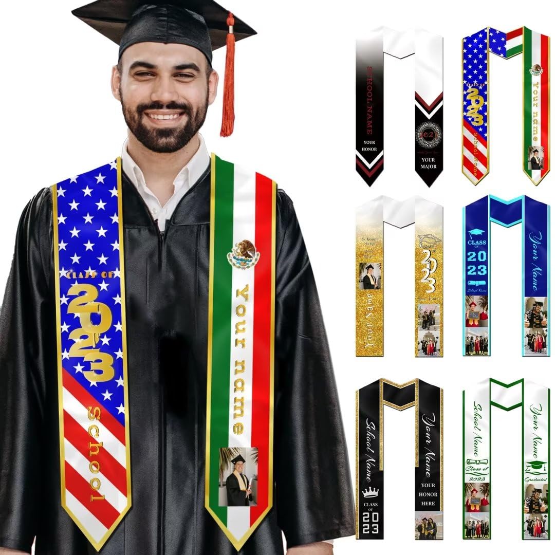 Custom Graduation Stole for Class of 2023 - Personalized Graduation Sash with Name & Year - Perfect for High School & College Commencement Ceremonies, Graduation Photos & Keepsakes