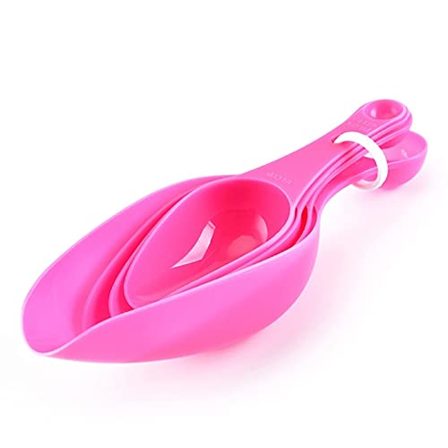 4Pcs Plastic Measuring Spoons Set for Baking, Cooking & Coffee - Teaspoon & Tablespoon for Flour, Sugar, Spices - Durable Kitchen Tools (Pink) - Perfect for Home Bakers & Professional Chefs