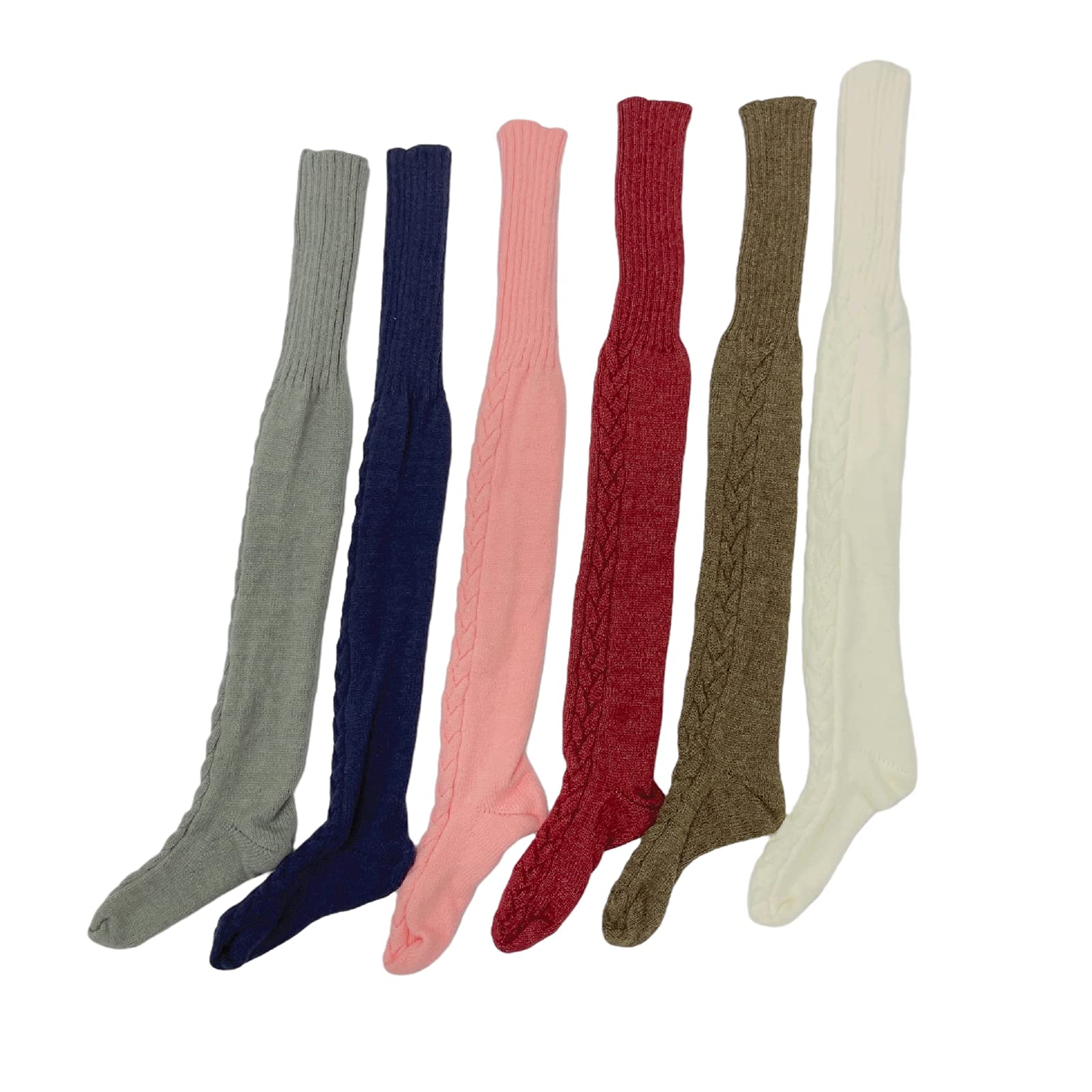 Women's Extra Long Cable Knit Boot Socks - Knee High Wool Leg Warmers for Winter Fashion