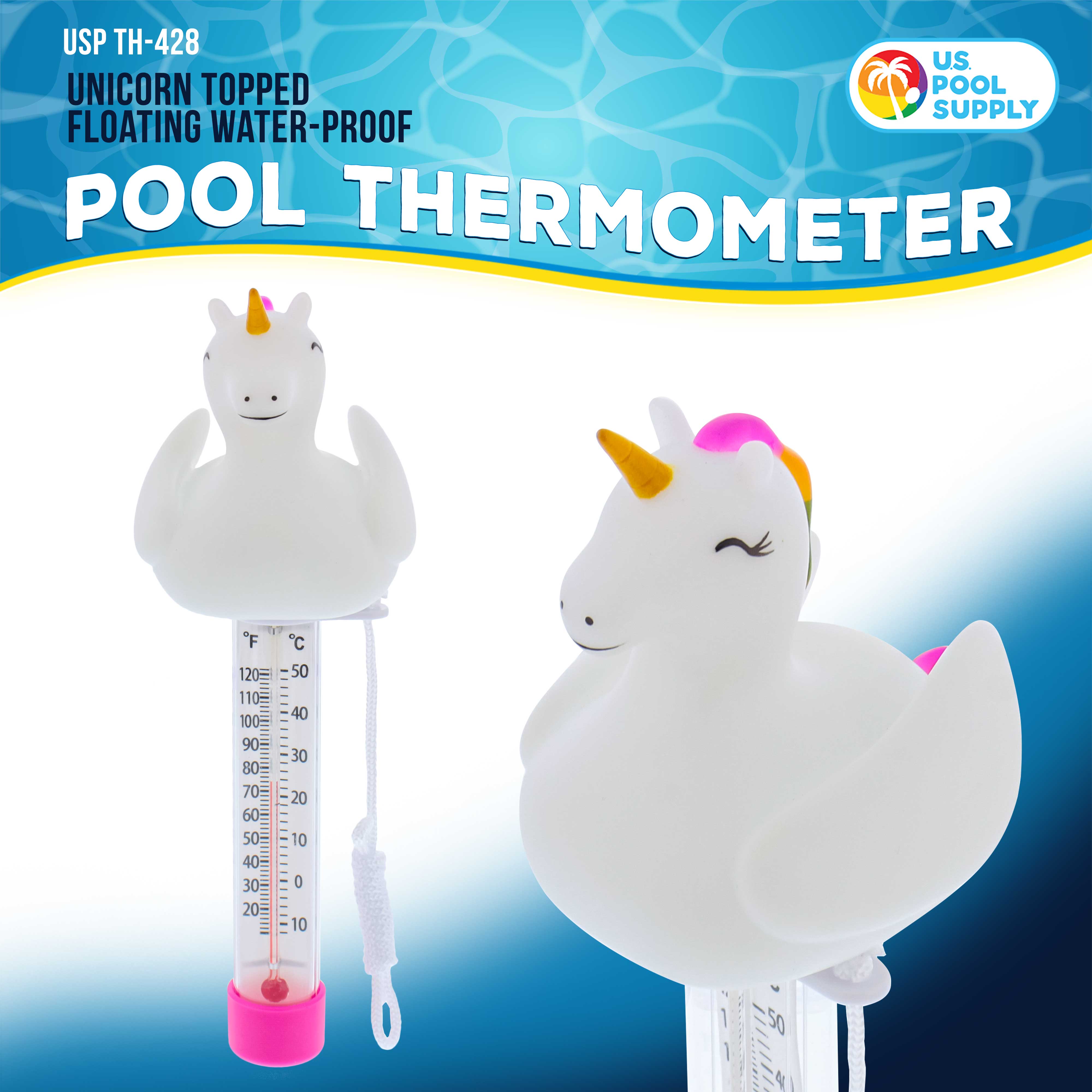 Floating Unicorn Thermometer for Pools & Spas - Easy Read 120°F/50°C Temperature Display - Fun & Functional for Kids Pools, Hot Tubs, Backyard Swimming - Perfect Pool Accessory for Summer Fun