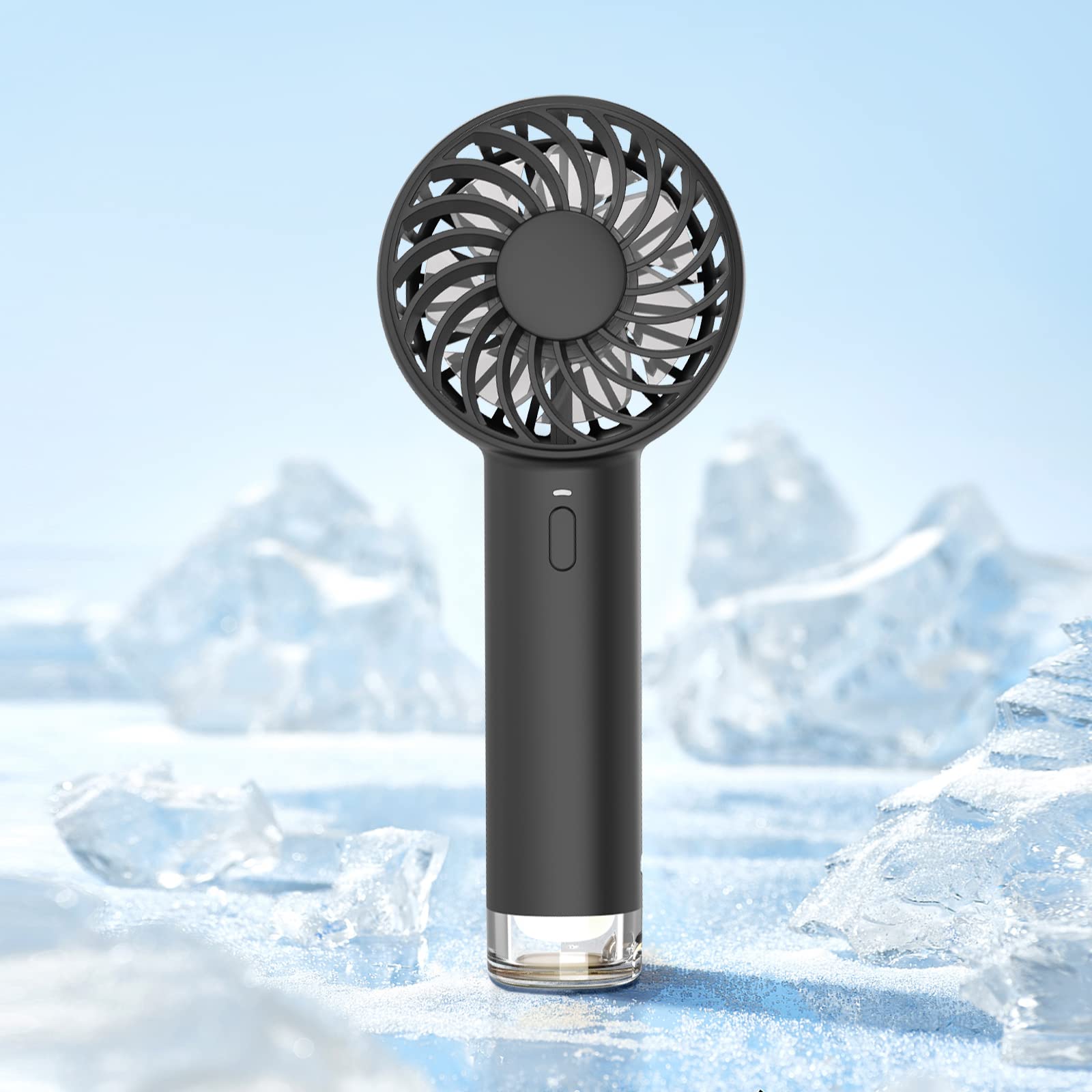 Koonie Portable Mini Handheld Fan - 3 Speed USB Rechargeable Personal Desk Fan with LED Light | Cute Eyelash Design for Women, Girls & Kids | Perfect for Home, Office, Travel & Outdoor Activities | Black