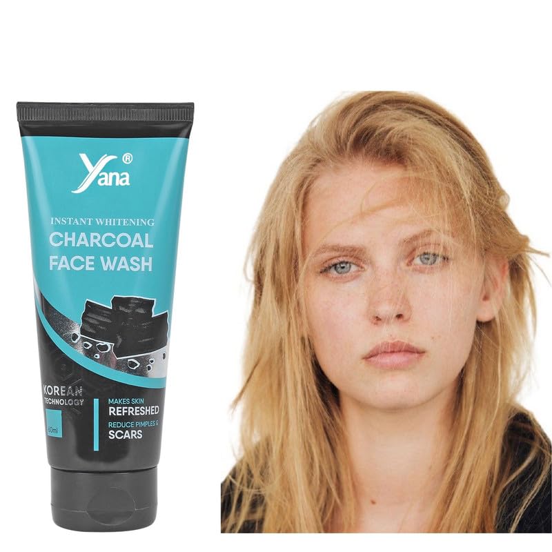 Instant Whitening Activated Charcoal Face Wash for Men & Women - Deep Cleansing Korean Technology Charcoal Cleanser for Acne, Blackheads & Oily Skin | Perfect for Daily Skincare Routine & Detox