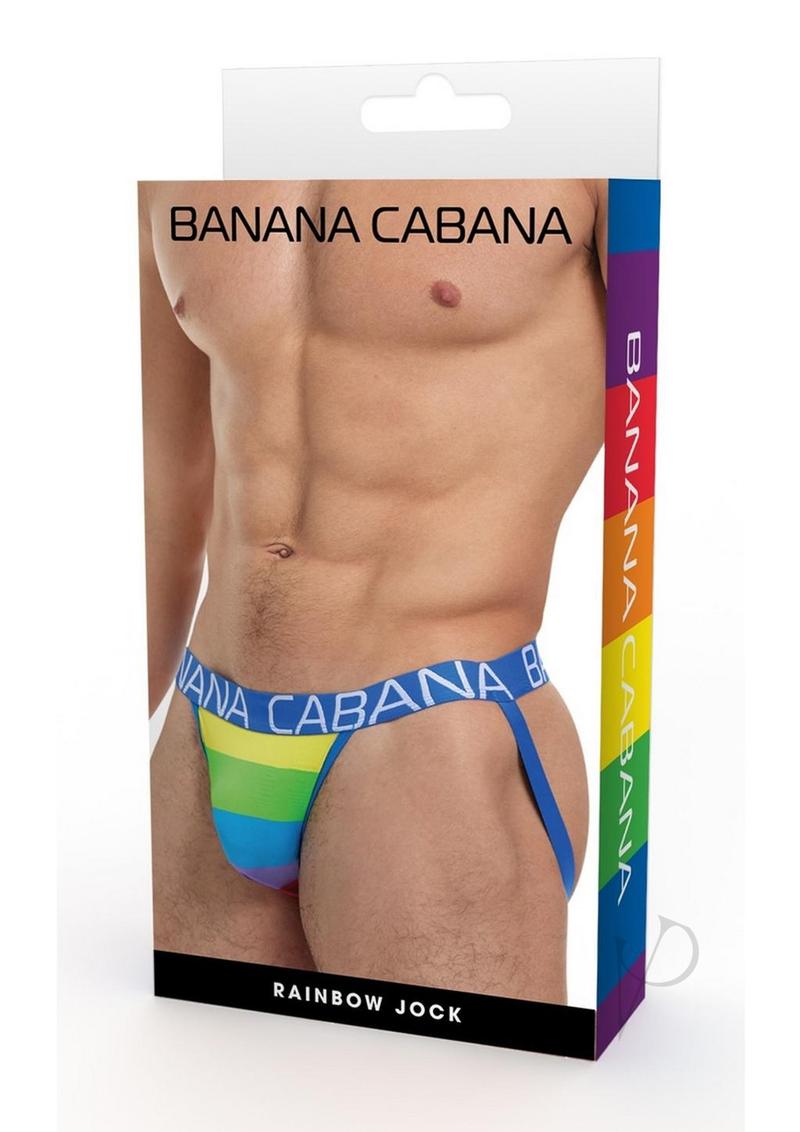 Banana Cabana Jockstrap - Comfortable Rainbow Underwear for Men - Perfect for Gym, Running, and Sports Activities