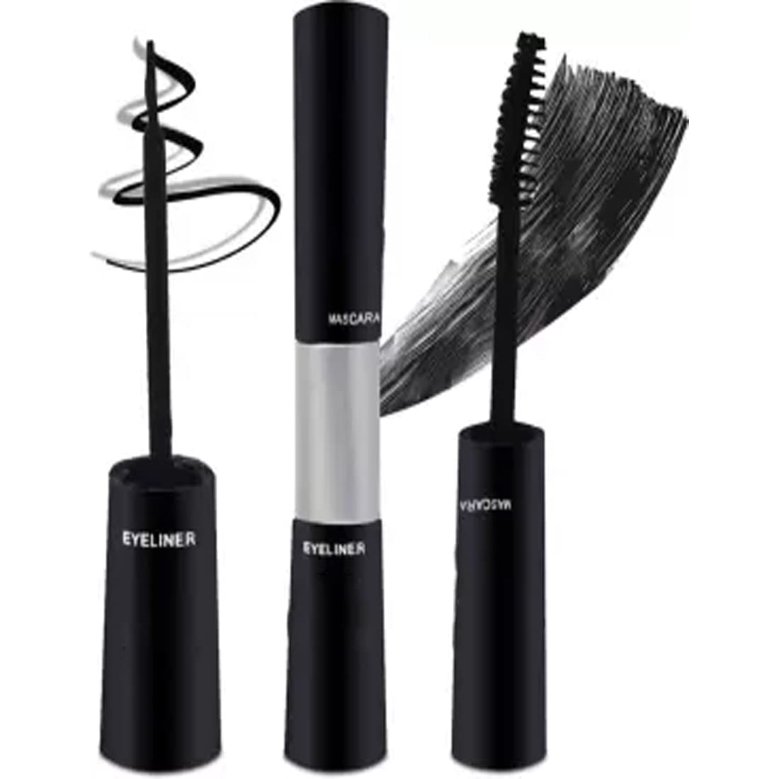 Adbeni 2-in-1 Smudge Proof Waterproof Eyeliner & Mascara - Long Lasting Black Makeup (A1584) for Day & Night Wear, Party & Special Occasions