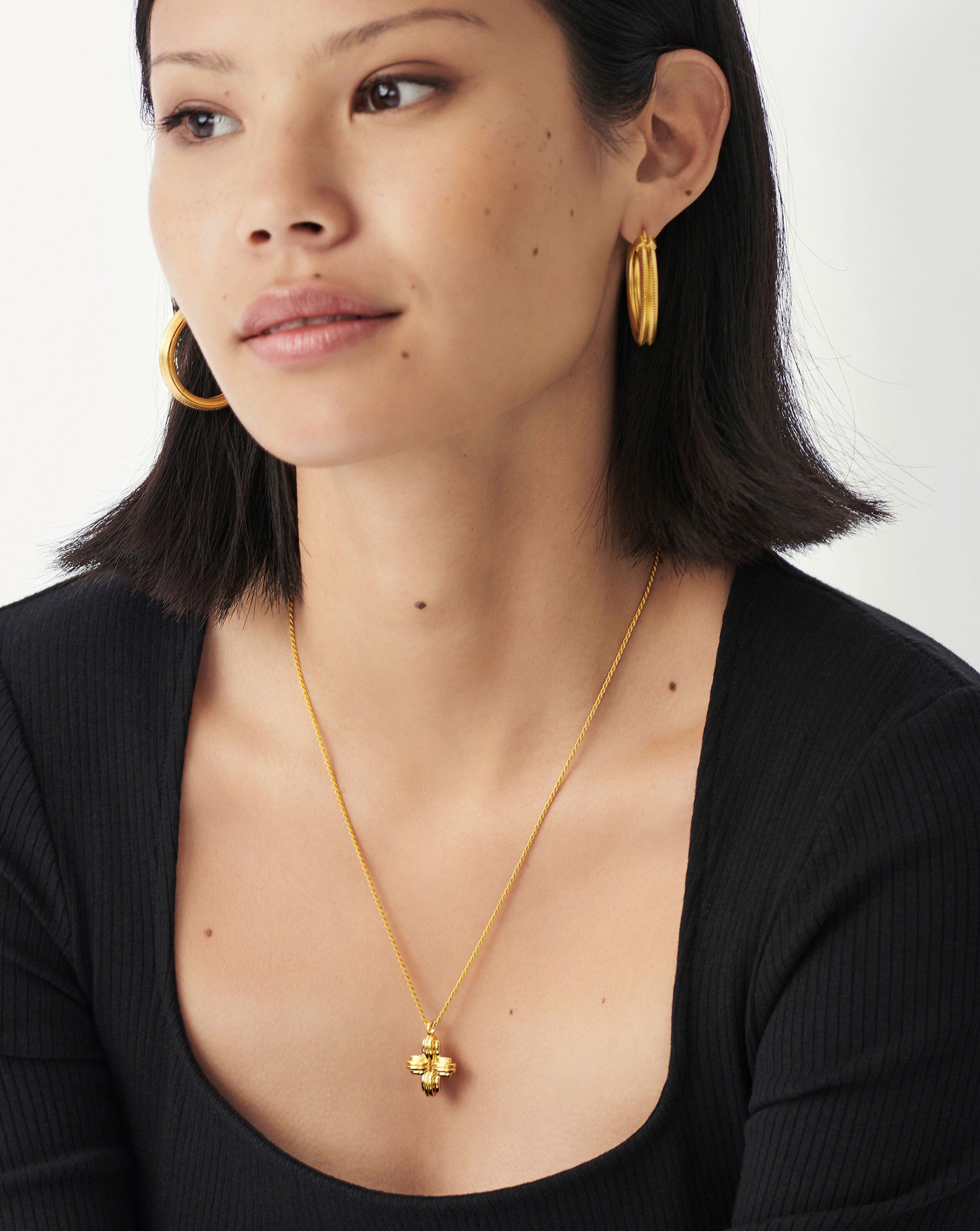 Lucy Williams Large Ridge Cross Necklace - 18k Gold Vermeil Pendant for Women | Elegant Religious Jewelry Gift for Christmas, Baptism & Everyday Wear