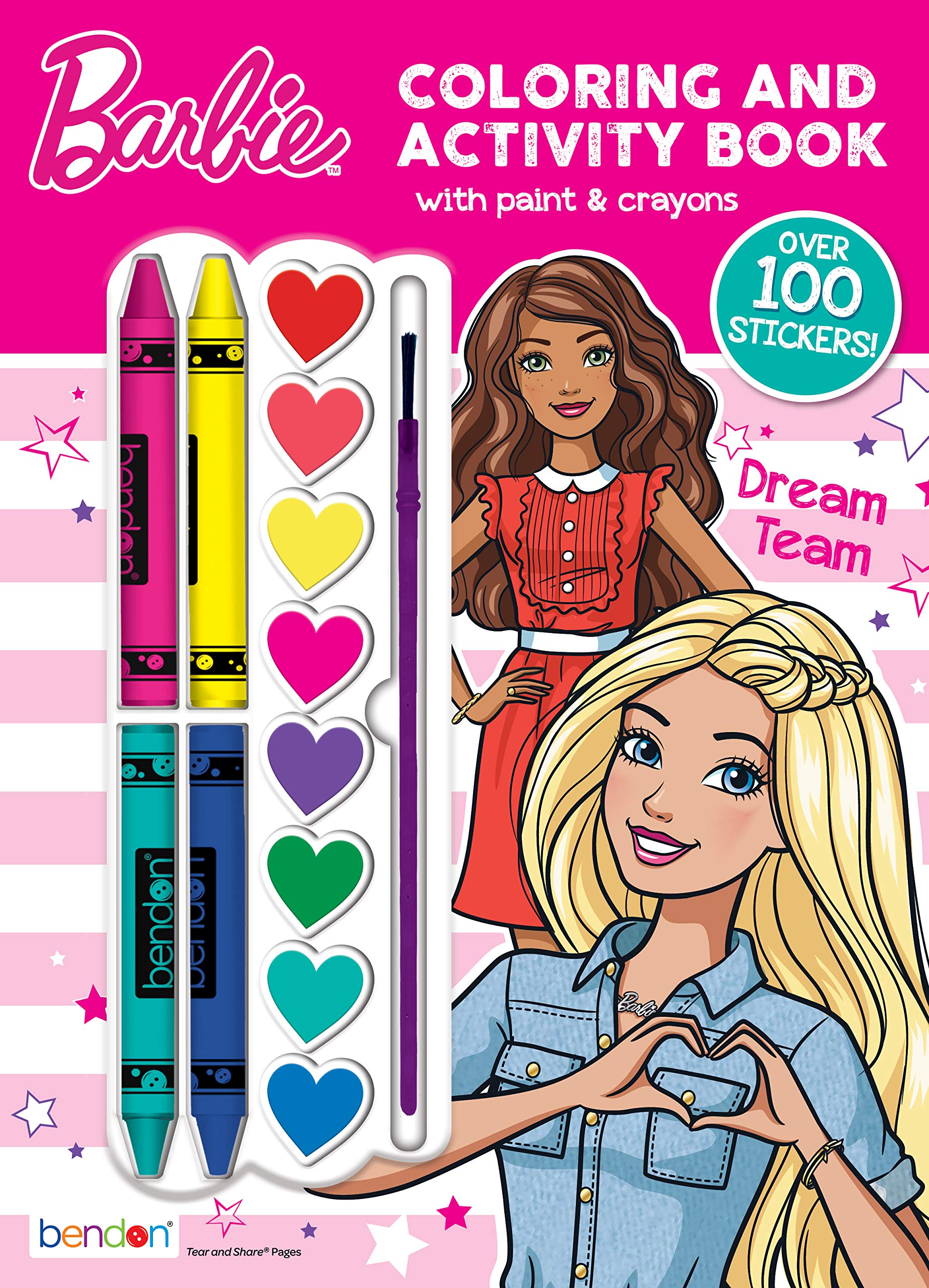 Barbie Coloring & Activity Book with Paint Pods & Crayons - Fun Creative Art Set for Kids, Girls & Toddlers - Perfect for Birthday Gifts, Party Favors & Travel Entertainment