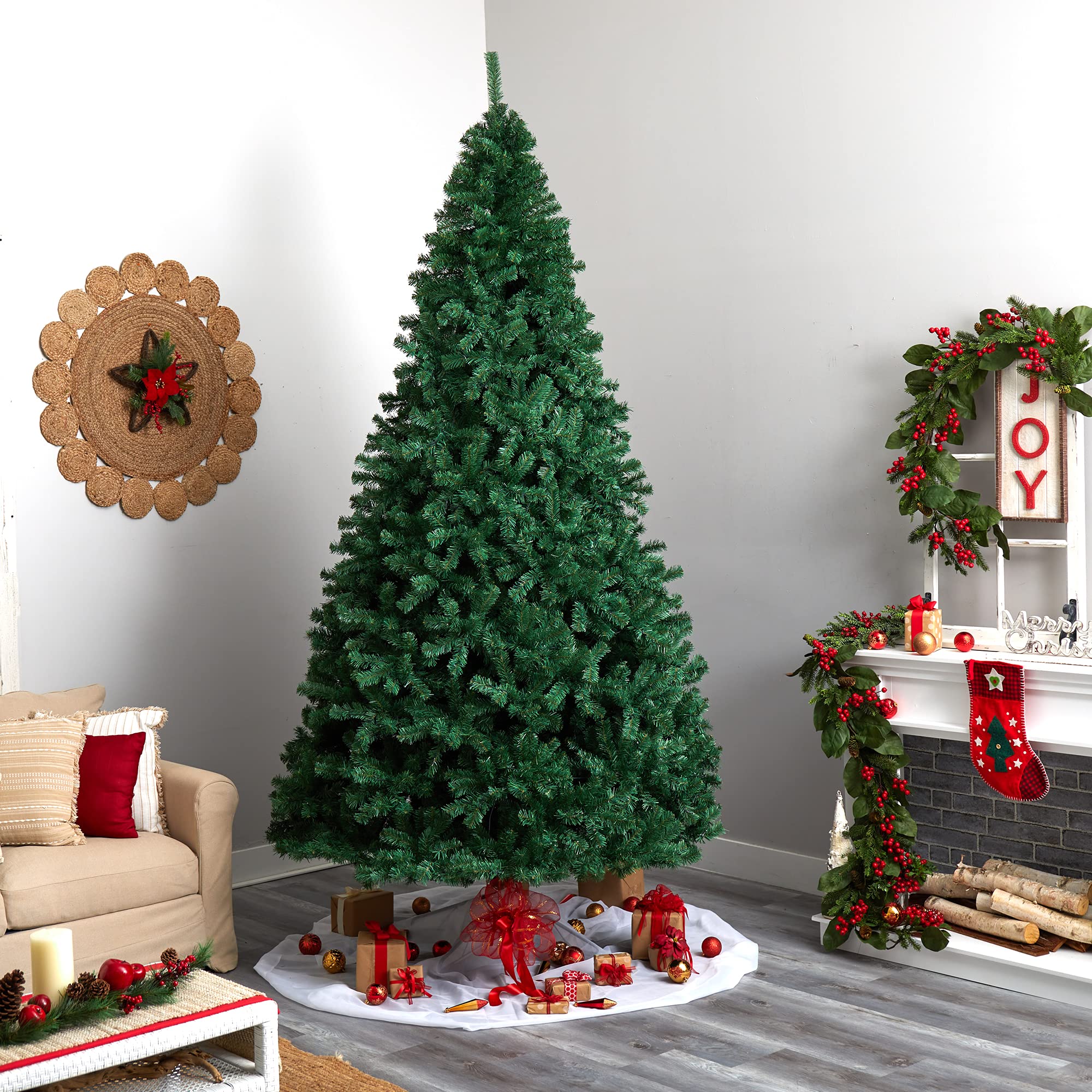 Nearly Natural 10ft Northern Tip Artificial Christmas Tree with 800 Clear LED Lights & 2200 Bendable Branches - Perfect for Holiday Home Decor, Office, and Party Decoration