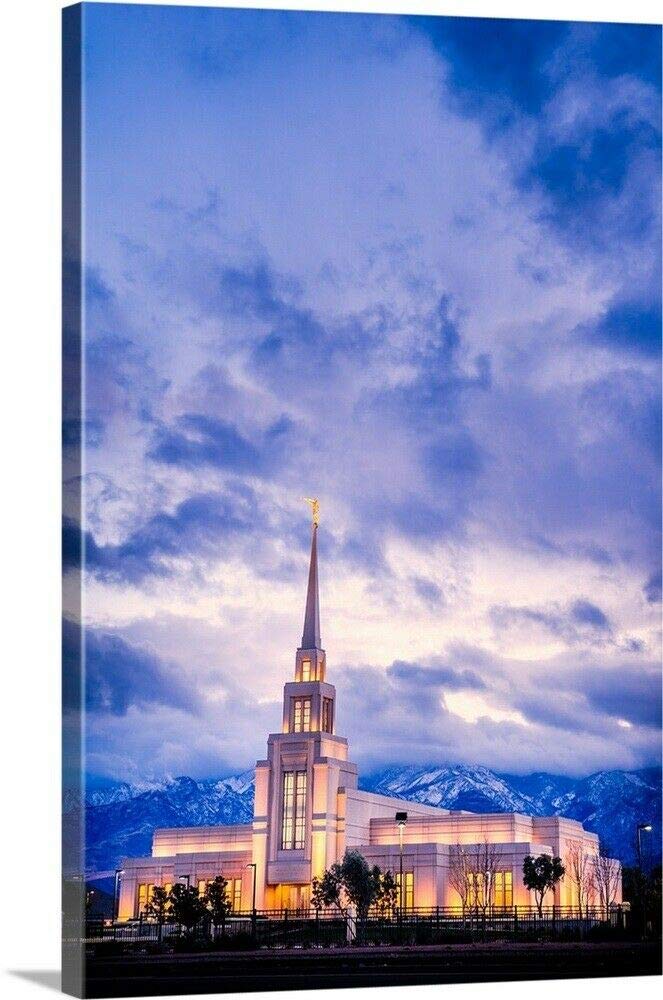 Gila Valley Arizona Temple Canvas Wall Art Print - Framed Arizona Landscape Oil Painting Home Decor (20x30 Inch) for Living Room, Bedroom & Office