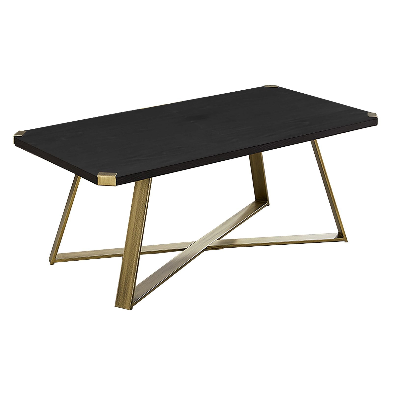 Premium Capri Coffee Table 1100mm - Modern Black Oak Top with Gold Metal Legs & Accents by Criterion | Perfect for Living Room, Lounge & Office Decor