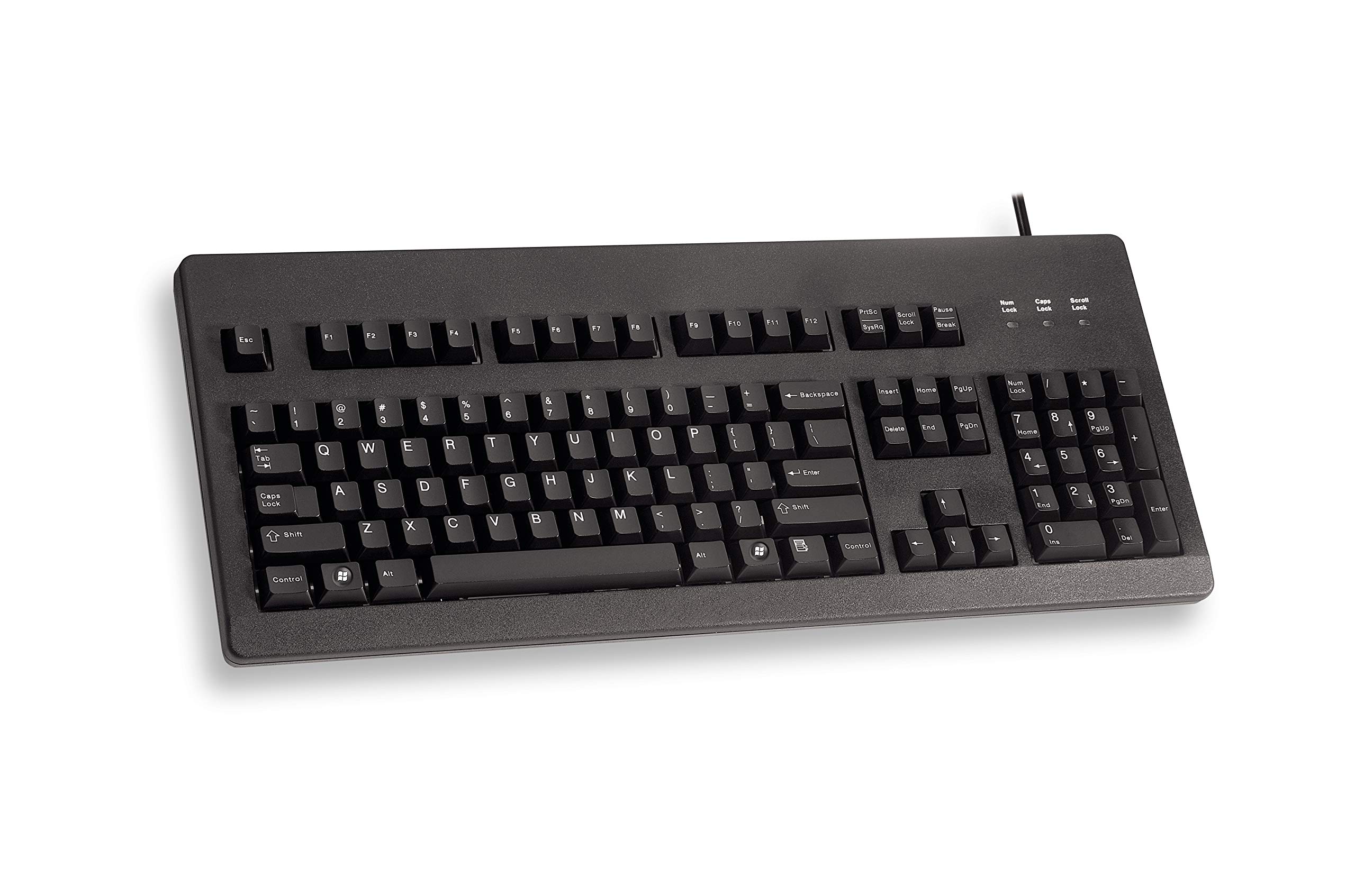 Cherry Electronics G80-3000LSCEU-2 Mechanical Keyboard - 104 Keys, PS2/USB Wired, Black, 19.7 Inch with Crosspoint Key Switches - Perfect for Gaming, Typing & Office Work