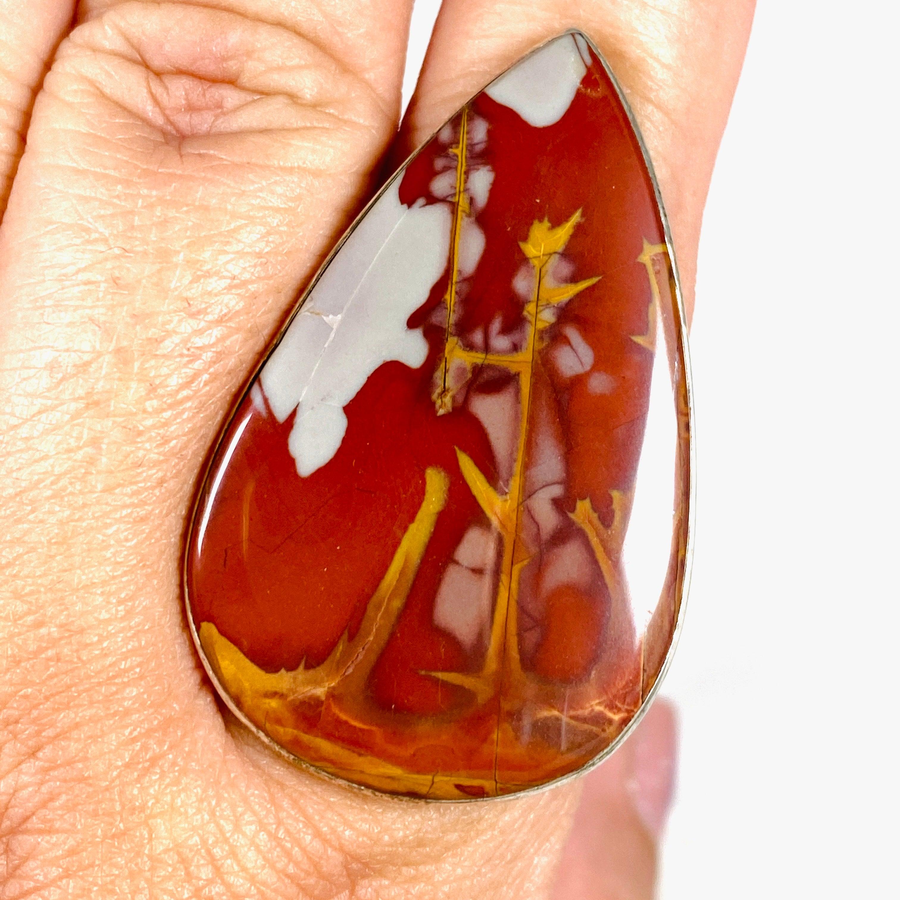 Pilbara Noreena Jasper Teardrop Hammered Band Ring - Size 11 - KRGJ2221 - Handmade Boho Jewelry for Women - Perfect for Everyday Wear, Gift Giving & Spiritual Healing