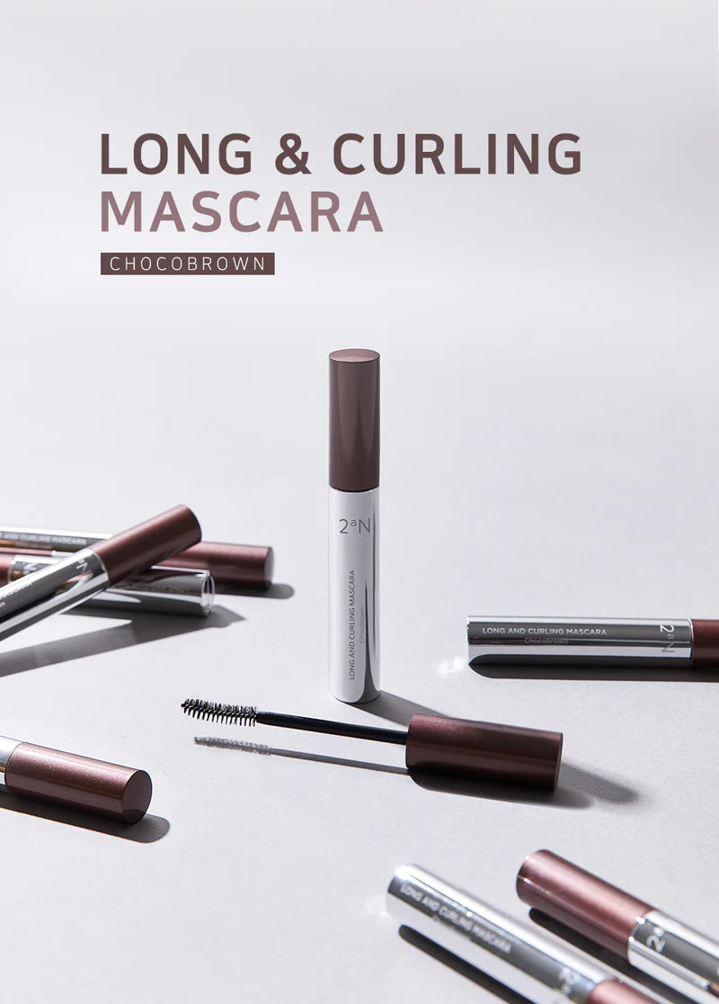 2aN Long & Curving Mascara 7.5g - Volumizing & Lengthening - Waterproof & Smudge Proof - Chocolate Brown - Perfect for Daytime Wear & Night Out Makeup