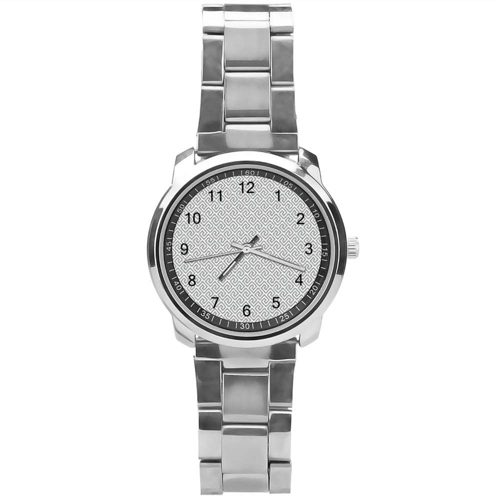 Yolocal Greek Key Analog Wrist Watch for Men - Stainless Steel Band, Classic Design - Perfect for Formal Events, Business Meetings & Everyday Wear