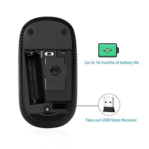VssoPlor Wireless Mouse - 2.4G Slim Portable Computer Mouse with Nano Receiver for Laptop, PC, MacBook - Ergonomic Design for Office Work, Gaming & Travel (Black Blue)