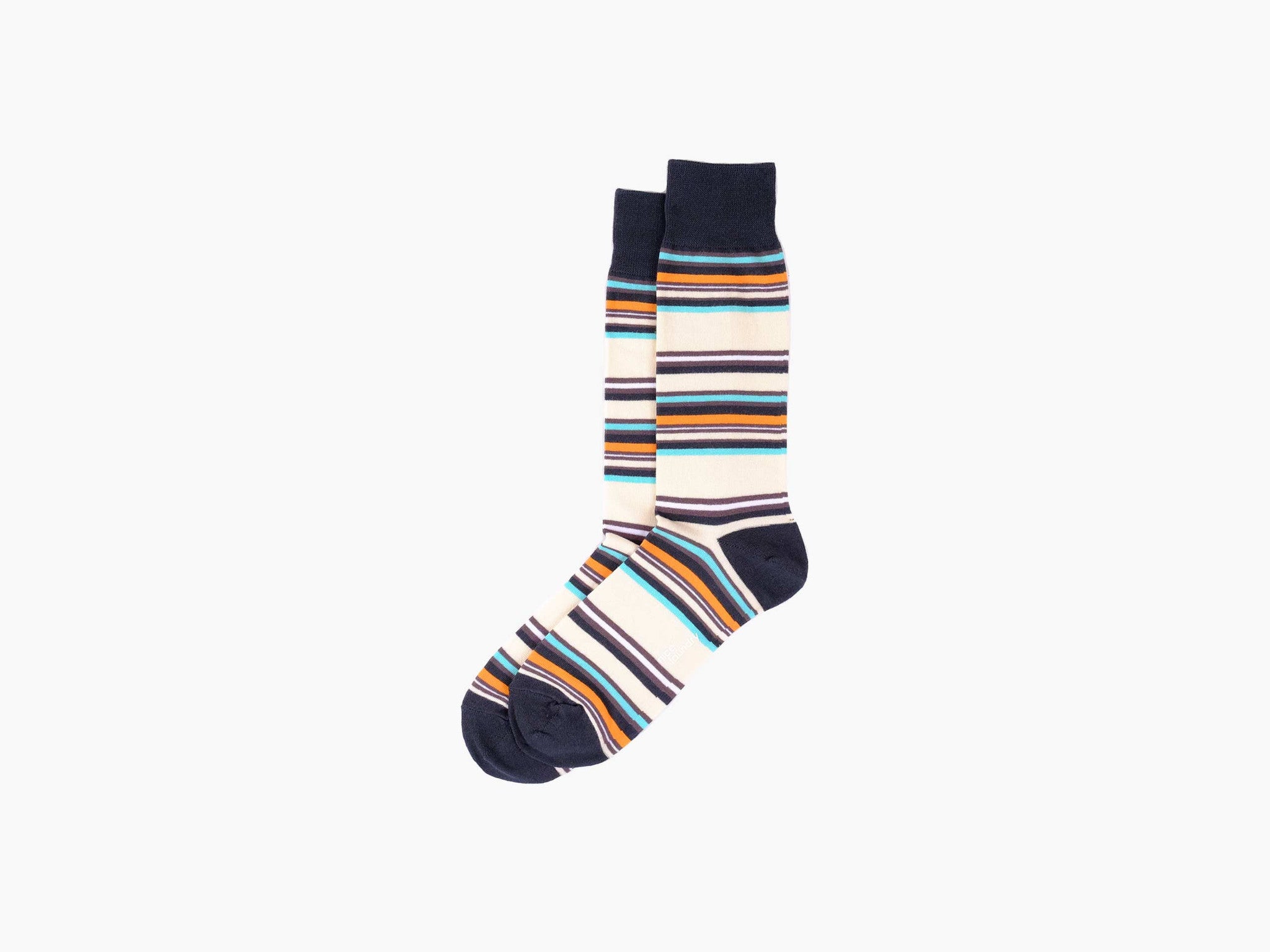 Thick and Thin Striped Cream Teal Orange T-Shirt - Casual Comfort Wear for Men & Women | Perfect for Everyday Outfits, Beach Days, and Relaxing at Home