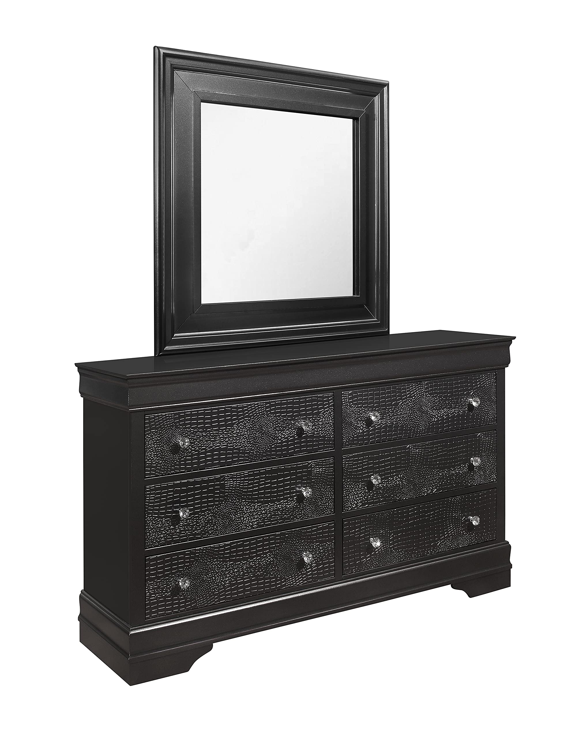 Global Furniture USA Pompei Mirror in Grey - Modern Wall Mirror for Living Room, Bedroom & Bathroom Decor