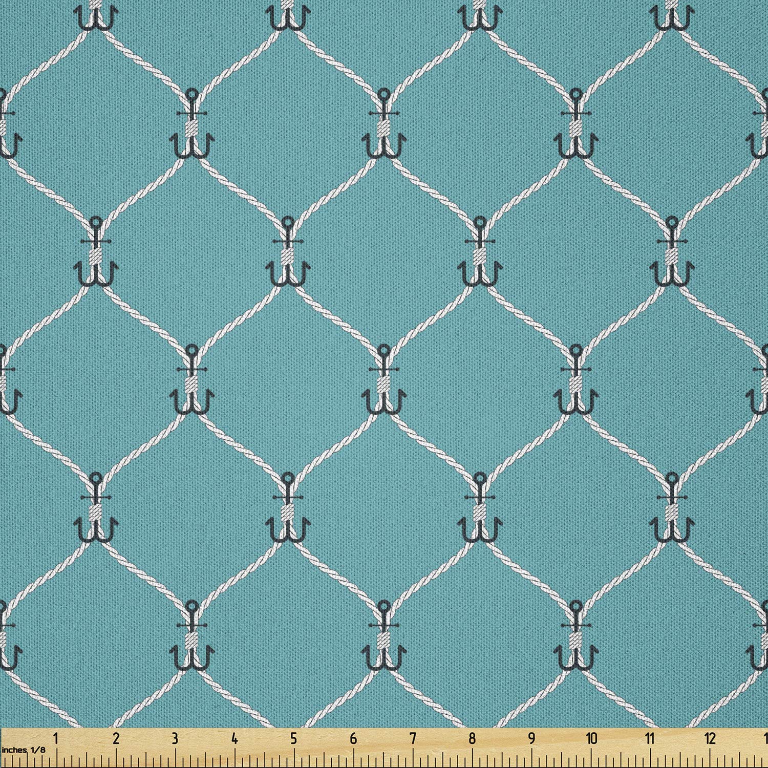Nautical Fabric by The Yard - Navy Blue Anchor Pattern Microfiber Mesh Fabric for DIY Crafts, Home Decor & Marine Themed Projects (10 Yards) - Perfect for Curtains, Pillows & Upholstery