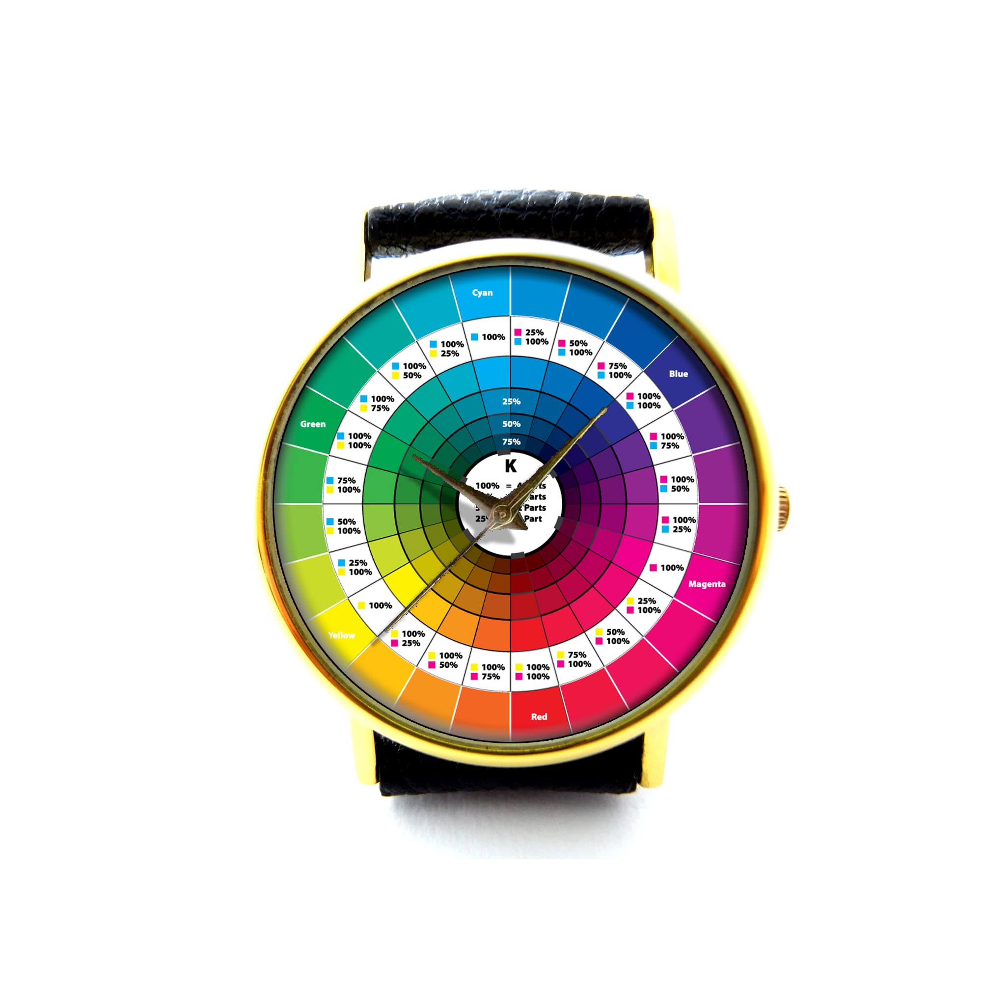 Color Wheel Watch - Handmade Genuine Leather Bracelet Watch for Men & Women | Stylish Fashion Accessory for Casual Wear, Office & Special Occasions