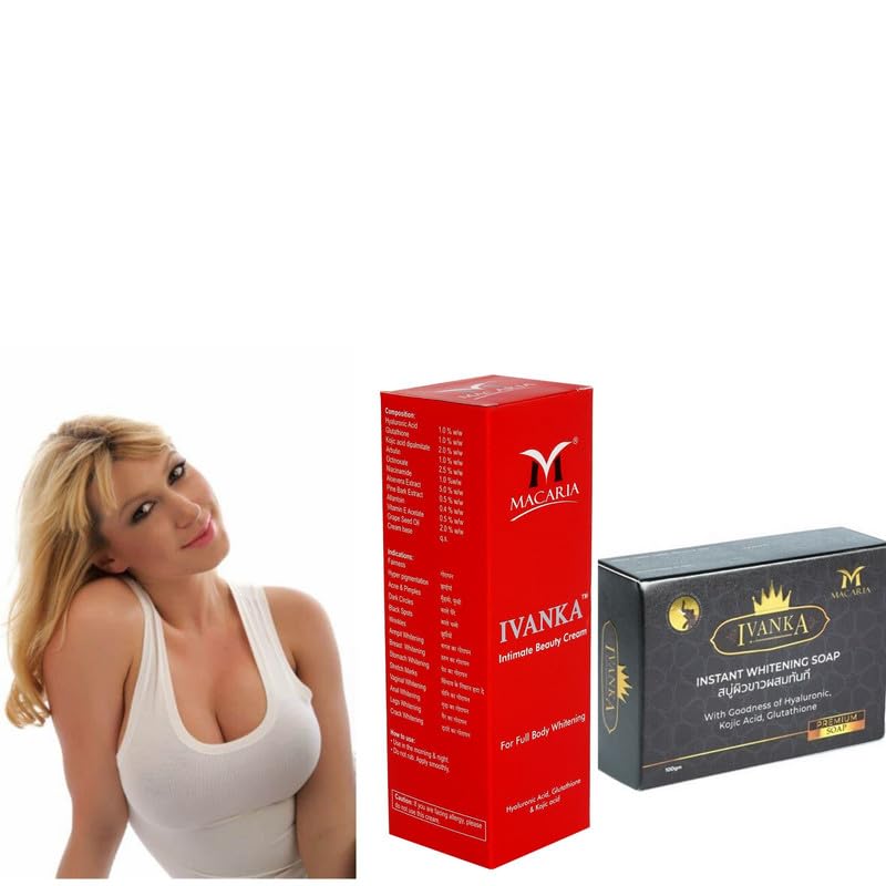 Ivanka Whitening Cream & Soap Set - Skin Brightening & Lightening Treatment for Face & Body - Achieve Glowing Skin for Special Occasions & Daily Care