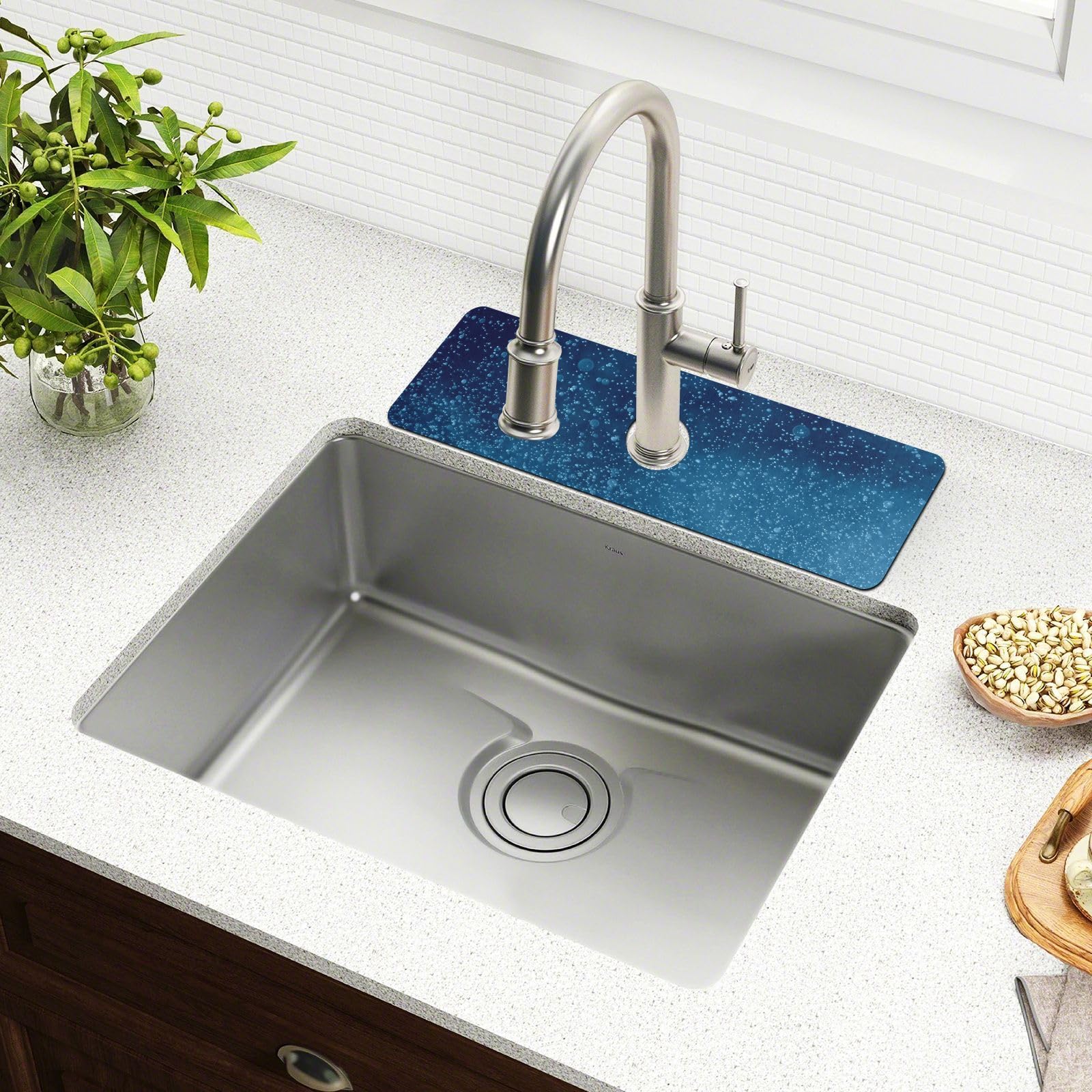 Non-Slip Sink Splash Guard - 14.7x5.4in Faucet Drip Catcher for Kitchen, Bathroom & RV - Water Droplets Protection