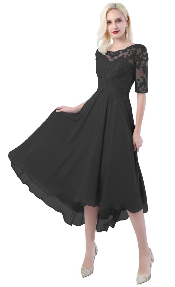 Elegant Women's Half Sleeve Lace Mother of The Bride Dress - Wedding Guest Formal Evening Gown with Appliques - Perfect for Weddings, Receptions & Special Occasions