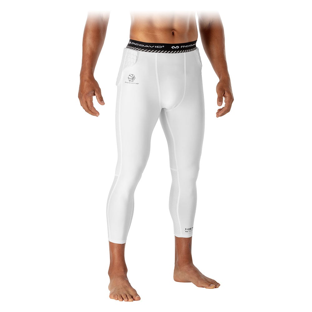 HEX® Basketball Compression ¾ Tights with Hip & Tailbone Pads - Performance Basketball Pants for Men & Women - Ideal for Training, Games & Injury Protection