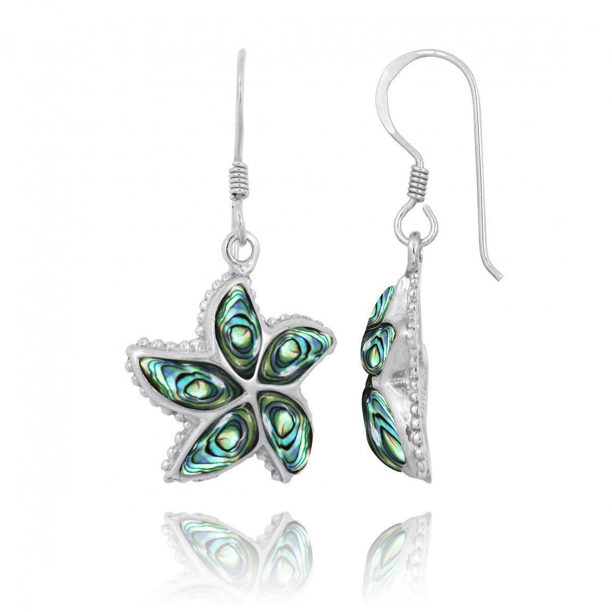 Abalone Shell Starfish French Wire Earrings - Handmade Boho Beach Jewelry for Women - Perfect for Summer Vacations & Beach Weddings
