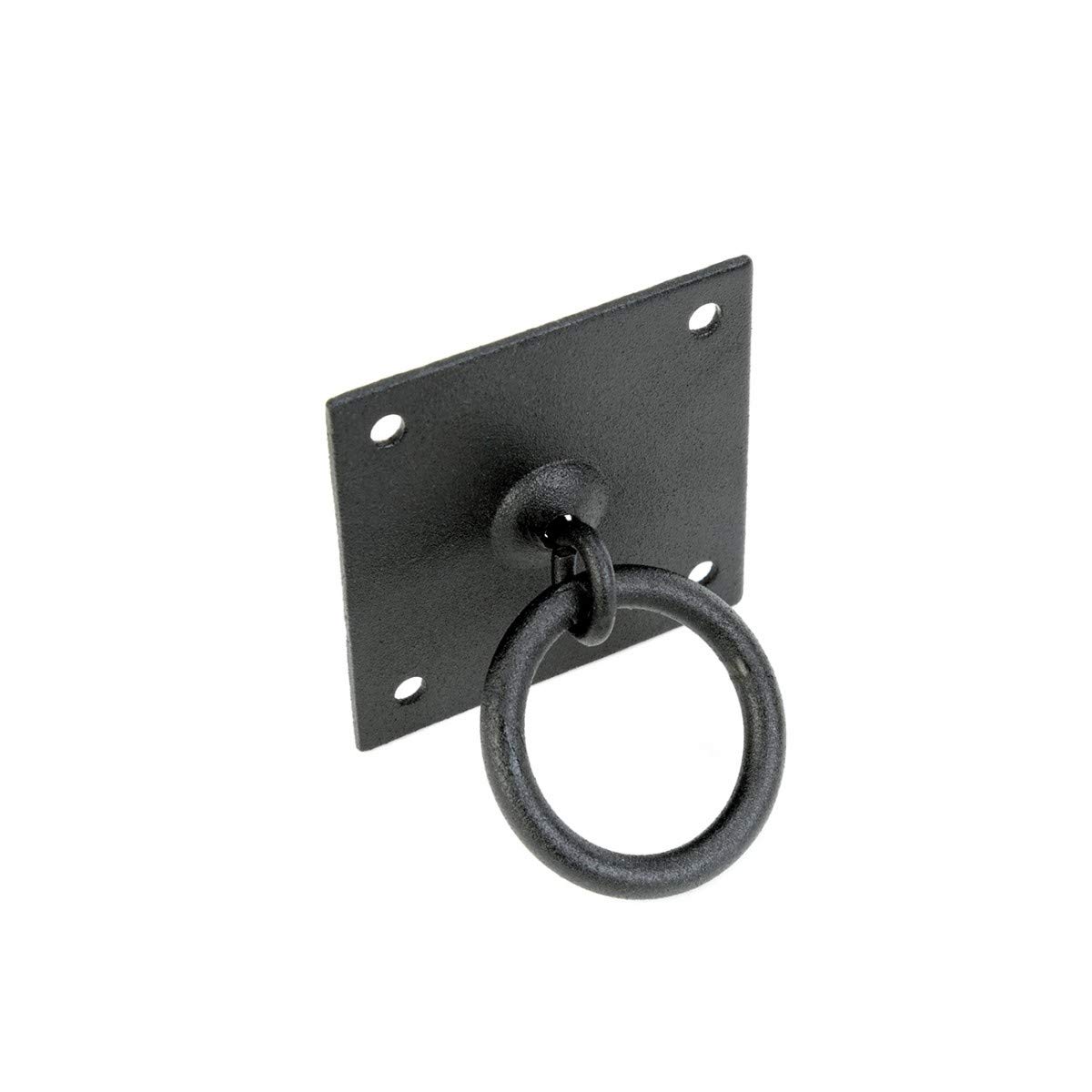 Black Wrought Iron Ring Cabinet Pulls 2.26 Inch - Vintage Drawer Handles with Mounting Hardware - Perfect for Kitchen Cabinets, Bathroom Vanities & Furniture Restoration