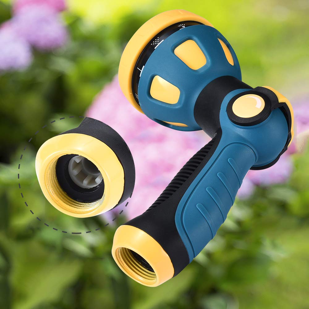 Metal Garden Hose Nozzle - 10 Adjustable Spray Patterns for Watering, Cleaning & Car Washing