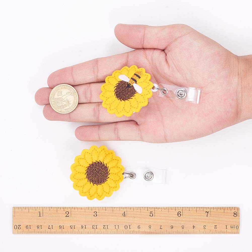 **GORGECRAFT 2 Pack Sunflower Nursing Badge Reel Holder - Retractable ID Badge Holder with Alligator Clip & Reinforced Strap - Clip-On Card Holder for Nurses, Volunteers, Doctors & Healthcare Workers - Perfect for Hospitals, Clinics & Workplaces**