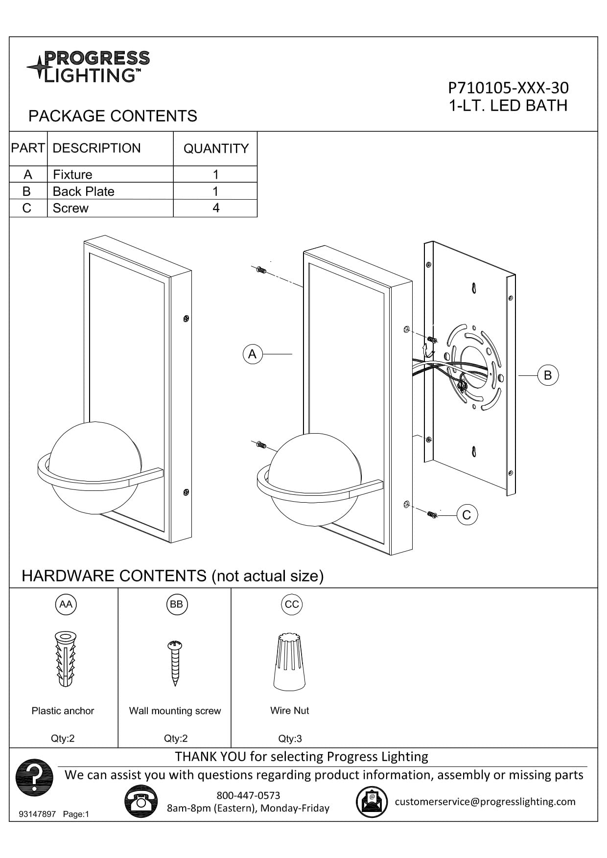 Progress Lighting Pearl LED Collection 5-3/4 Inch Modern Wall Light - 1-Light Polished Chrome with Opal Glass Shade, Energy Efficient LED Fixture for Bedroom, Bathroom, or Hallway Lighting