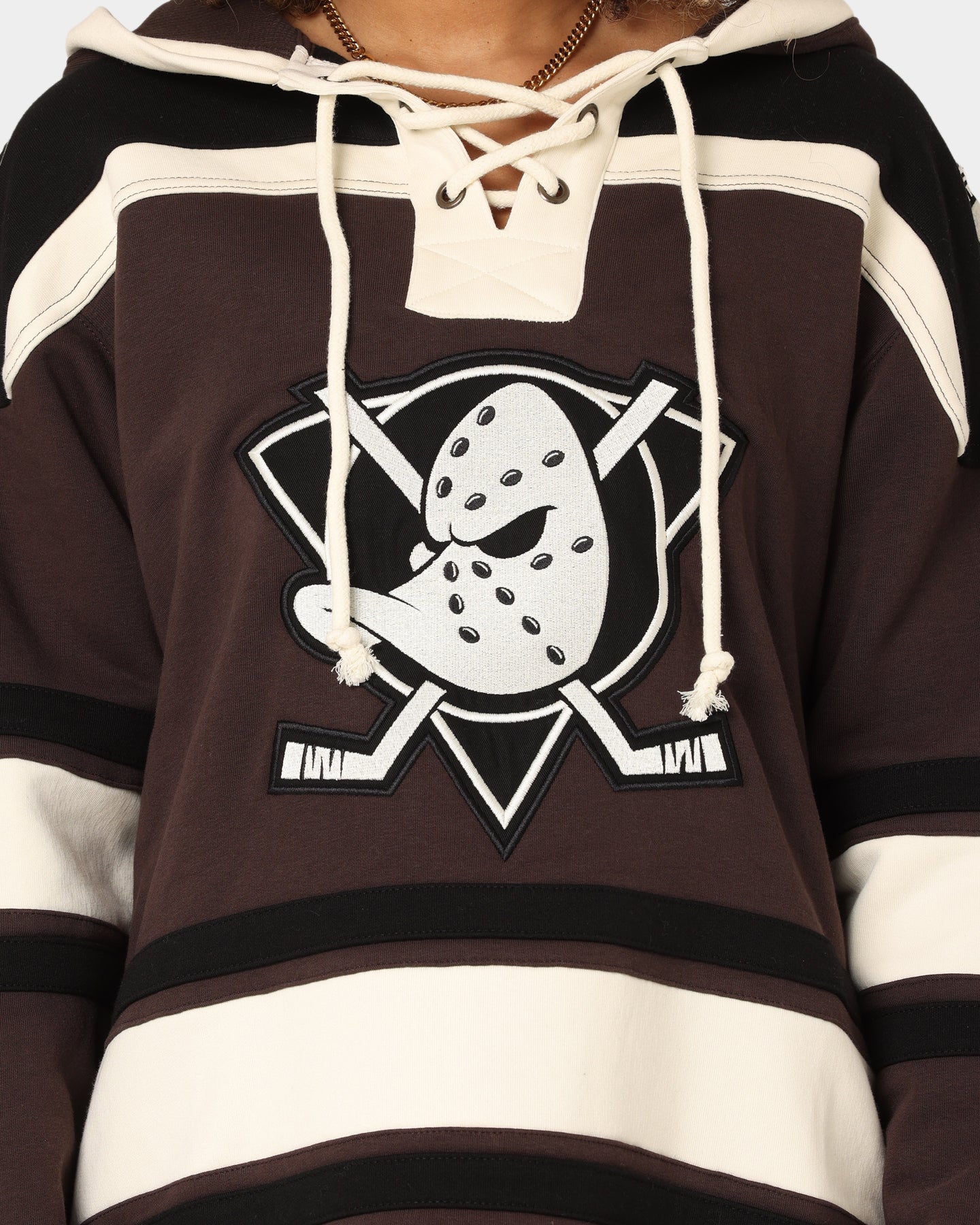 47 Brand Anaheim Ducks Superior Lacer Hoodie Brown - Men's Premium NHL Hockey Pullover Sweatshirt for Game Day & Casual Wear