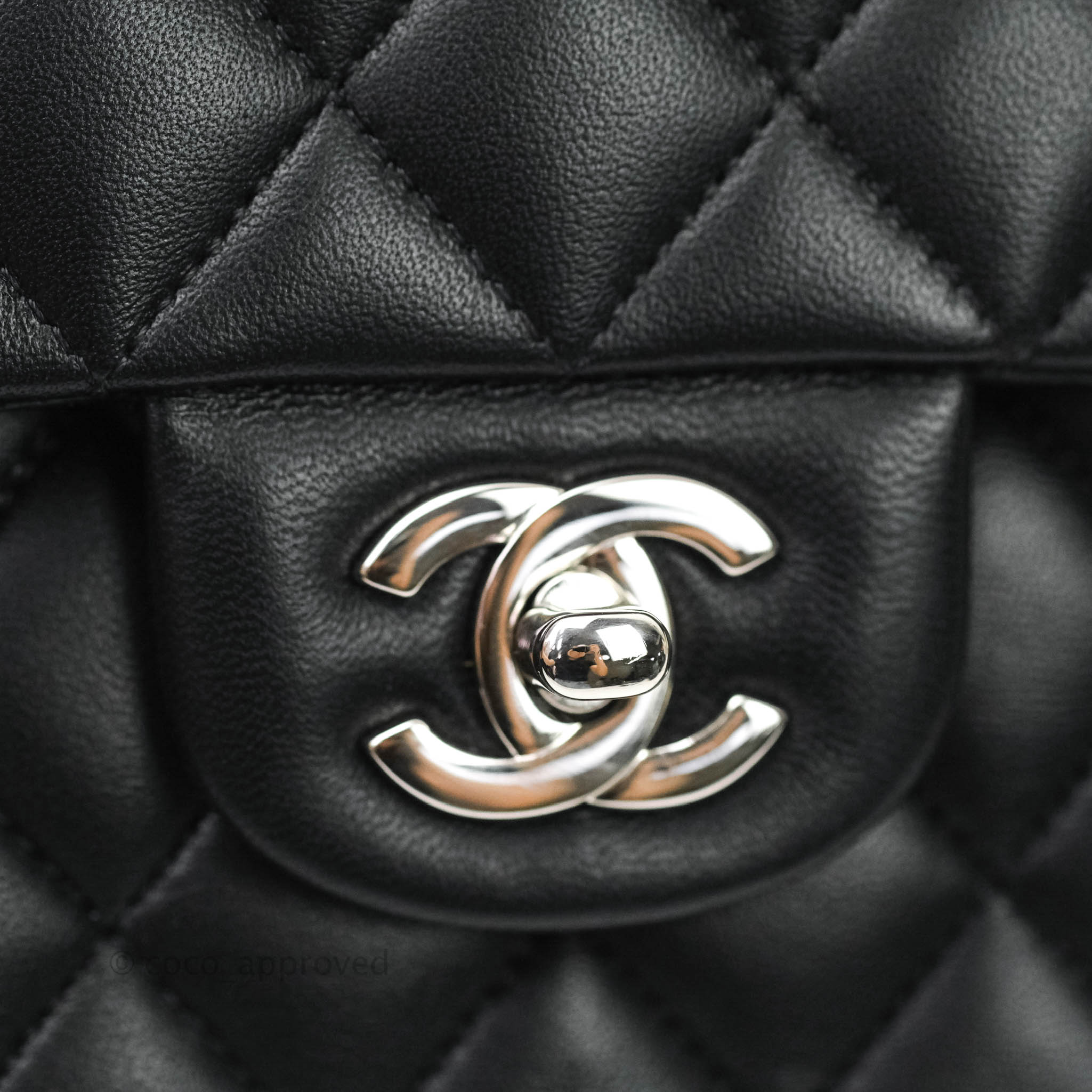 Chanel Classic M/L Medium Double Flap Bag Black Lambskin Silver Hardware - Luxury Designer Handbag for Women, Perfect for Work, Evening Events & Special Occasions