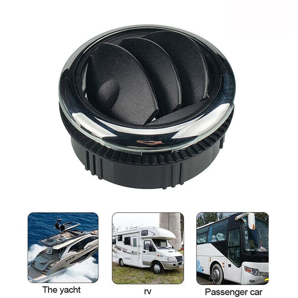 Universal Round Air Vent Deflector - 1 Pair Black AC Ceiling Vent Cover for Car, RV, Bus & Home - Improve Airflow & Comfort for Driving, Camping & Indoor Cooling