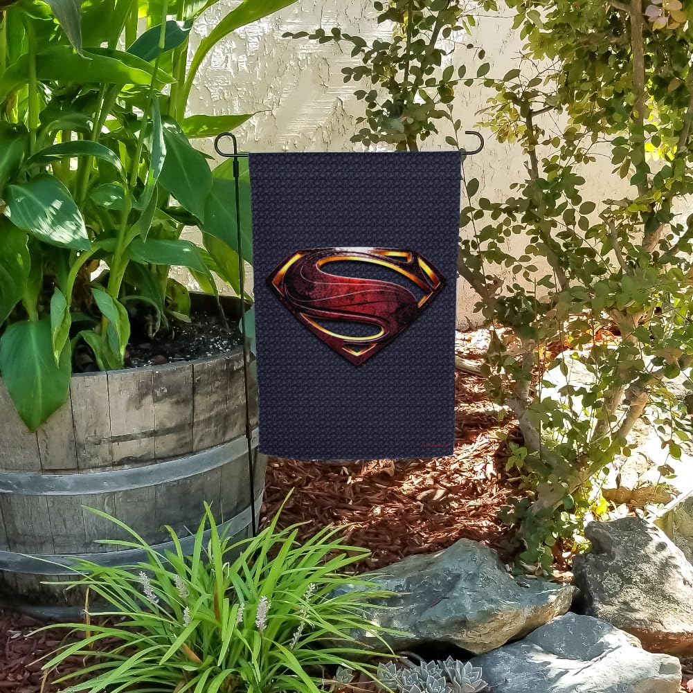 Justice League Superman Logo Garden Flag - DC Comics Superhero Outdoor Decoration for Yard, Lawn, and Patio - Perfect for Comic Fans and Home Decor