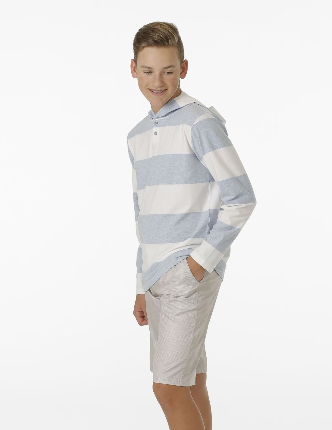 Tate Youth Boys' Henley Hoodie - Soft Cotton Pullover with Front Pocket | Perfect for School, Playdates & Outdoor Activities