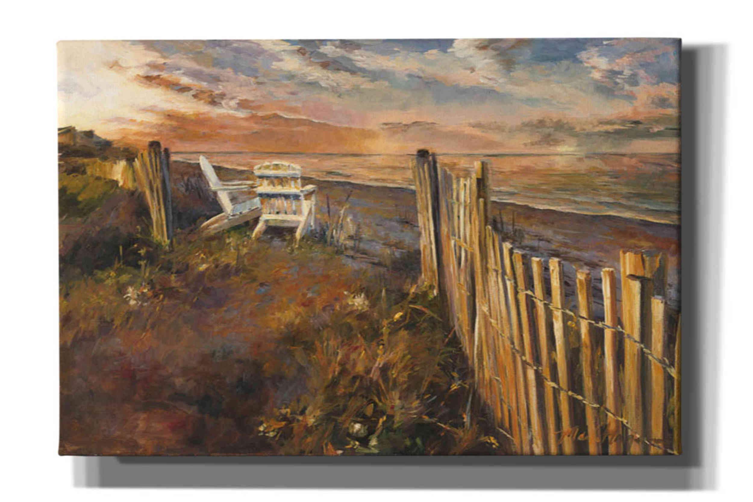 Sunset Beach Canvas Wall Art by Marilyn Hageman - 40x26 Inch Coastal Decor for Living Room, Bedroom & Office - Ocean Sunset Painting for Beach House & Home Decor
