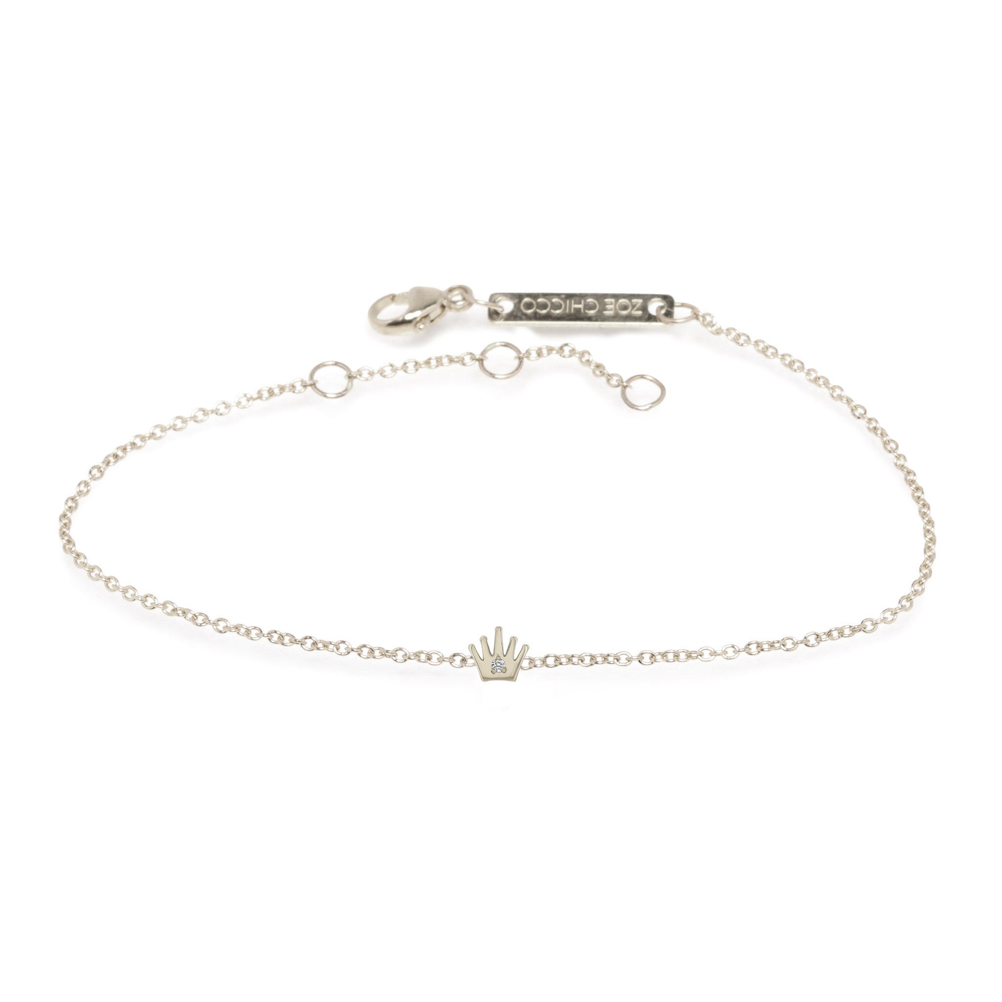 14K Gold Tiny Diamond Crown Bracelet for Women - Elegant Minimalist Jewelry Gift for Birthday, Anniversary & Special Occasions