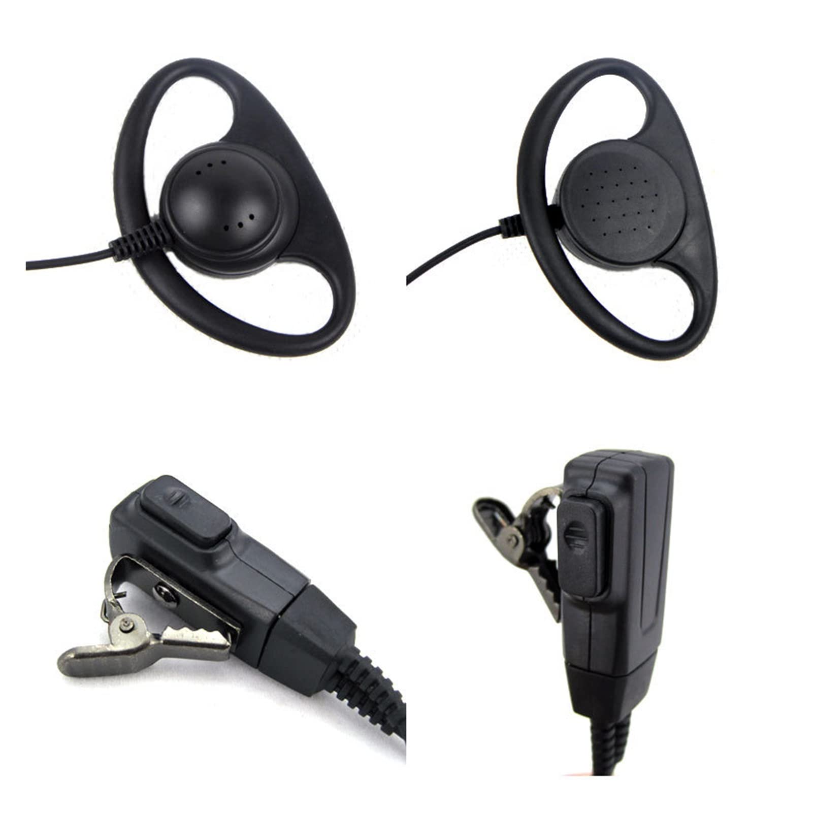 BMINO Clip Earpiece Headset with PTT Mic - Compatible with Baofeng UV-5RA Plus, UV-6R, UV-10R, UV-S9, BF-V9 Walkie Talkies - Two-Way Radio Communication for Outdoor, Hiking, Security & Emergency Use