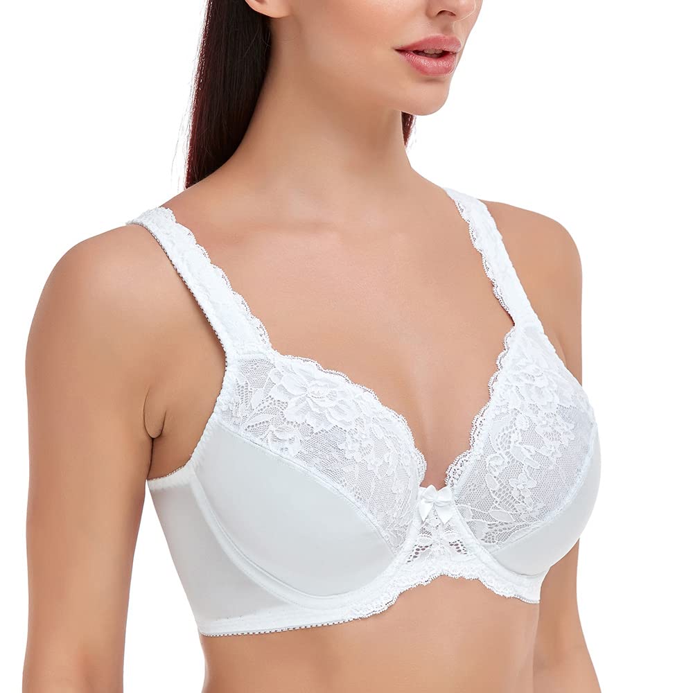 Plus Size Women's Minimizer Bra - Full Coverage Underwire Unlined Lace Bras for Comfort & Support | Perfect for Everyday Wear, Work & Special Occasions