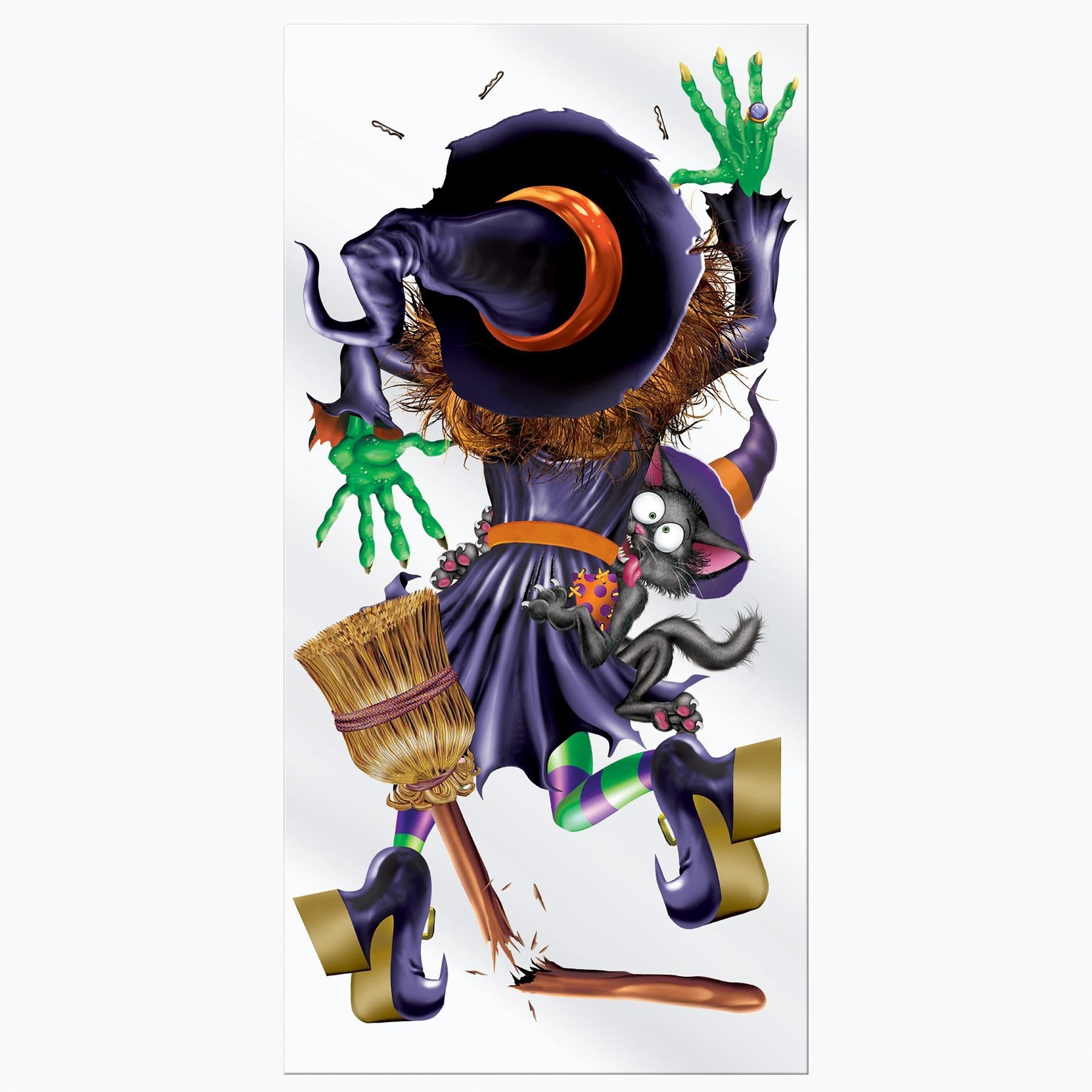 12 Pack Beistle Halloween Crashing Witch Door Cover Decorations - Spooky Party Supplies for Indoor & Outdoor Halloween Decor