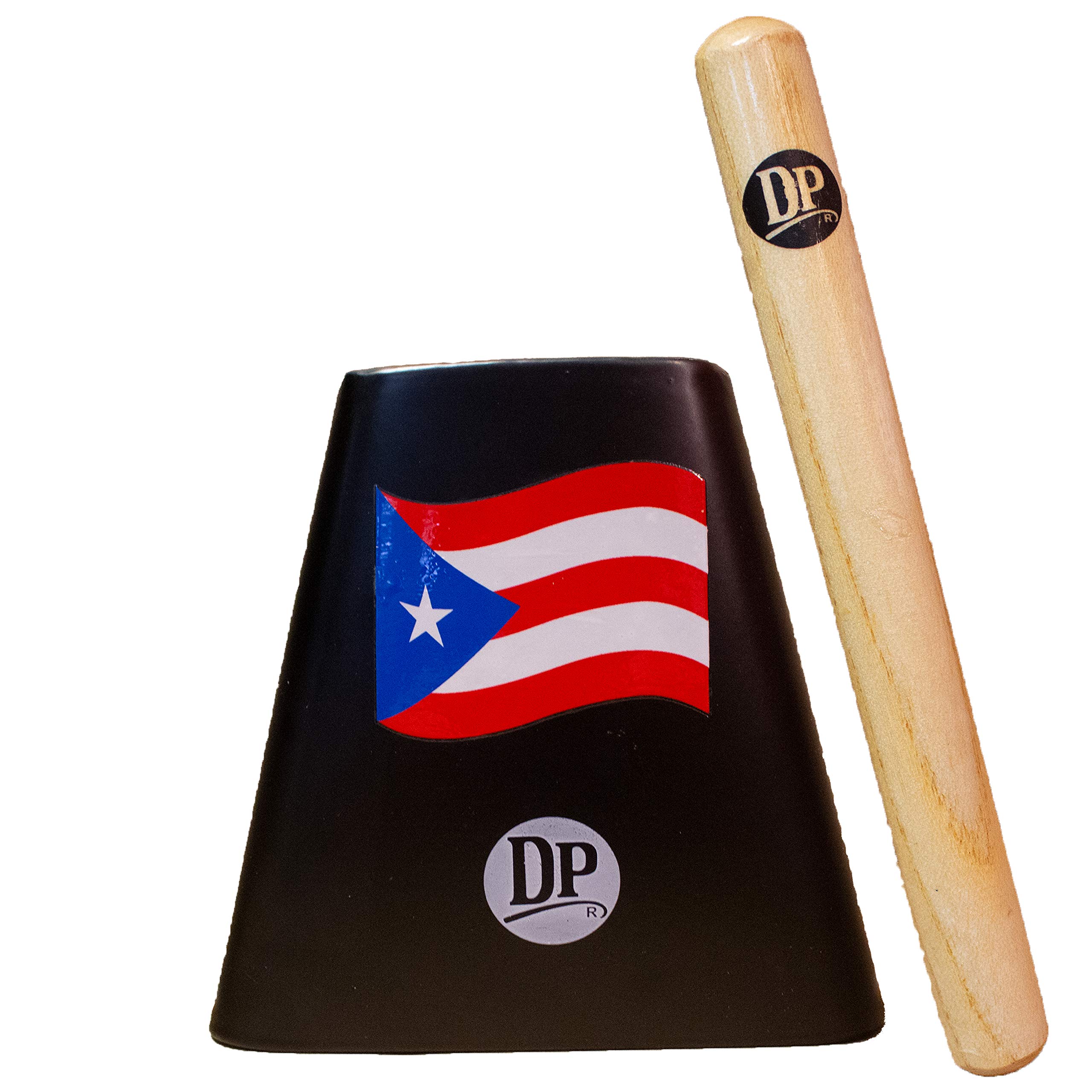 DP Music Puerto Rico Flag 5 Inch Metal Cow Bell with Beater - Loud Percussion Instrument for Sporting Events, Football Games & Music Performances - Perfect for Cheering, Celebrations & Latin Music