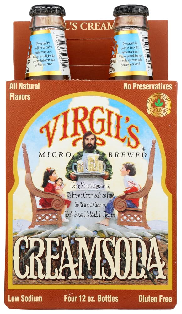 Virgil's Soda Cream 4-Pack, 48 Fl Oz (Pack of 6) - Refreshing Cream Soda for Parties, BBQs & Family Gatherings