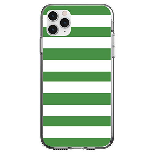 Green & White Bold Horizontal Stripes On Clear Case